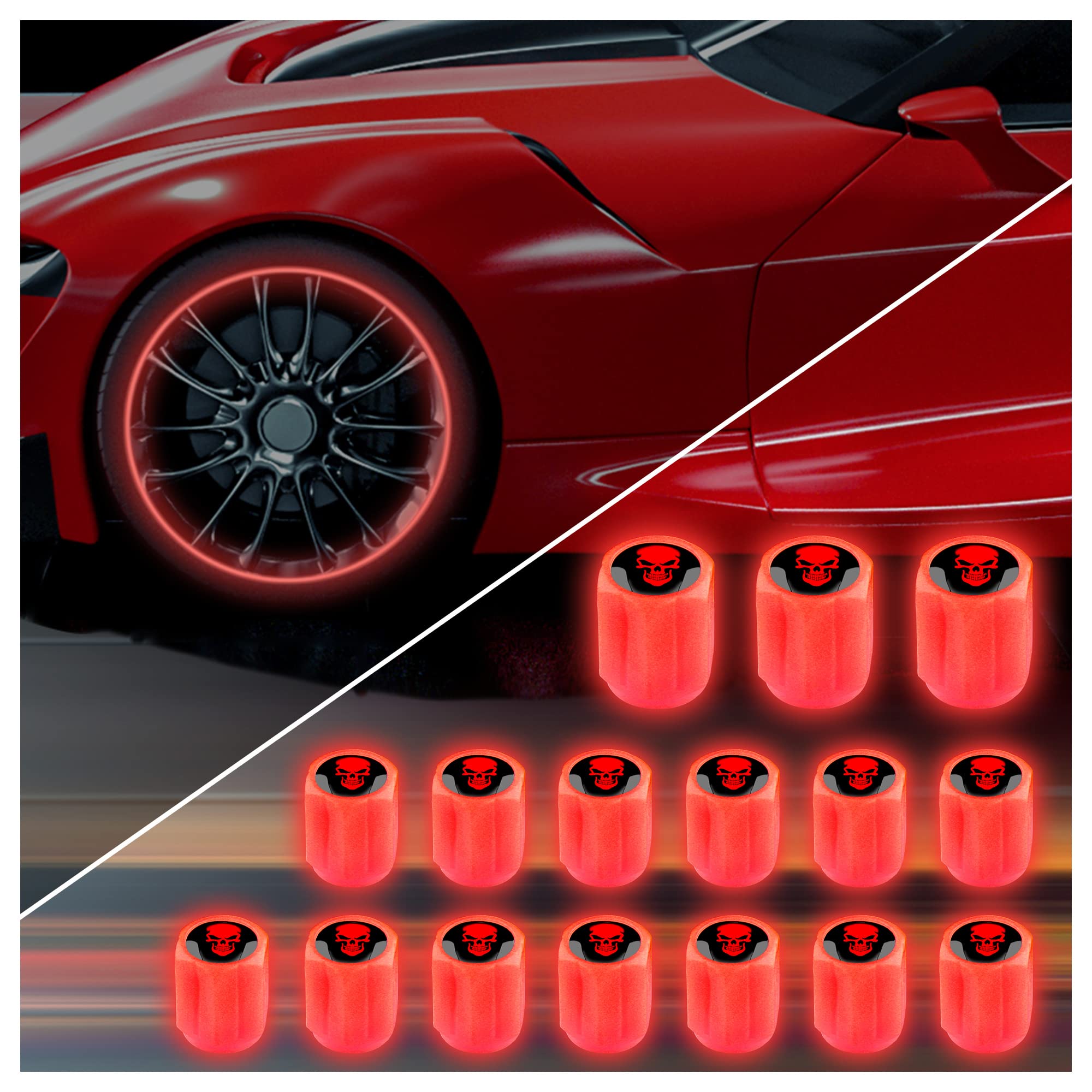 16PCS Fluorescent Tire Valve Stem Caps,Luminous Auto Wheel Air - Product Imagery