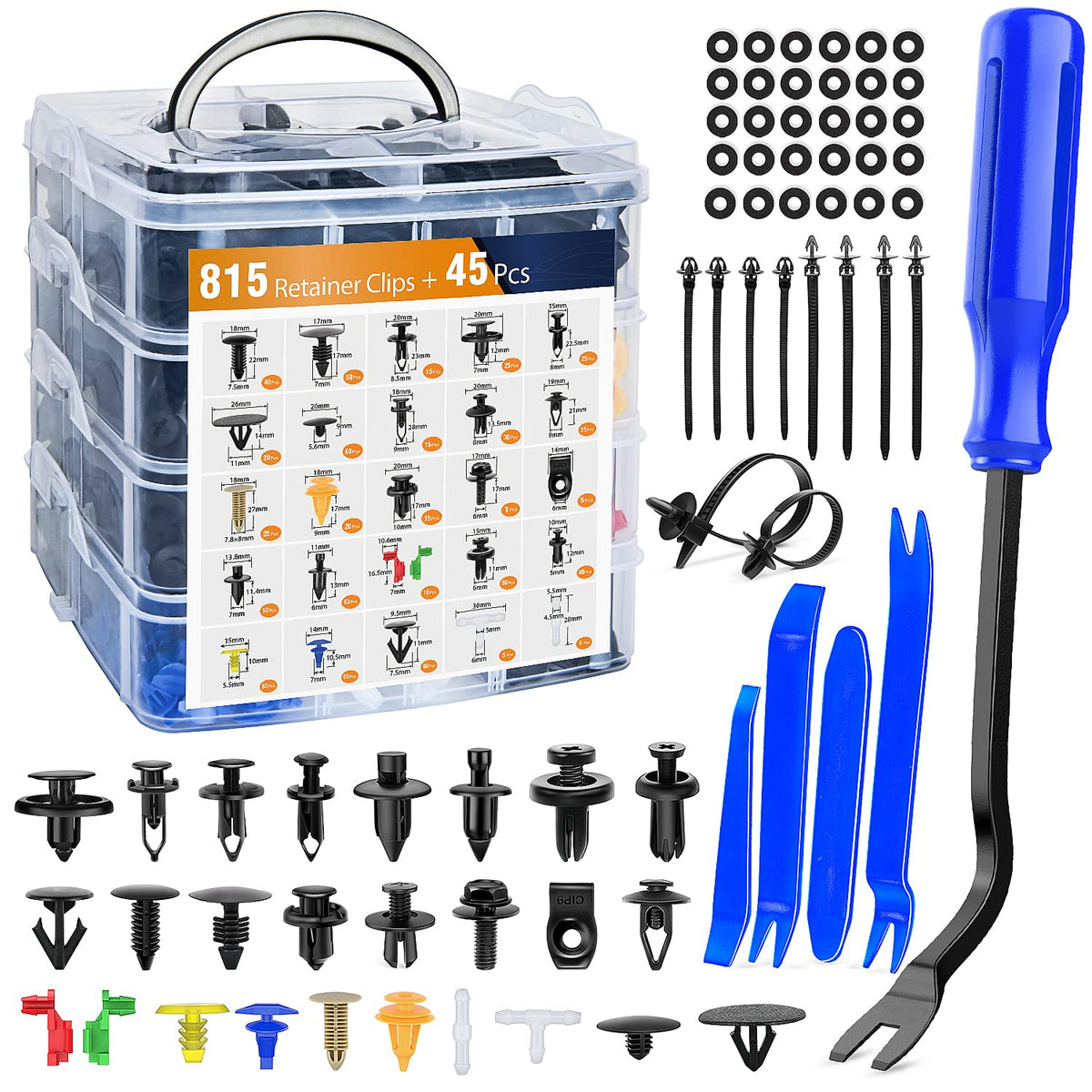 GOOACC 860Pcs Car Push Retainer Clips & Auto Fasteners Assortment - Product Imagery