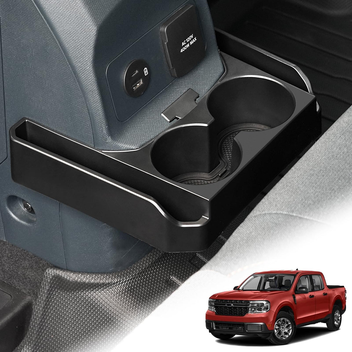 Mabett Removable Rear Cup Holder for 2022-2026 Ford Maverick - Product Imagery