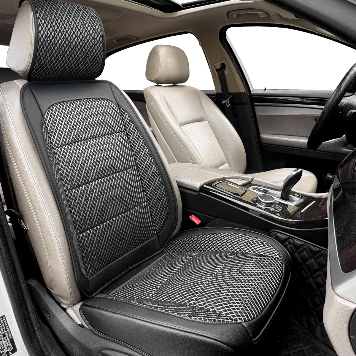 1 Pack Black Ventilated Cooling Car Seat Covers for Summer - Product Imagery