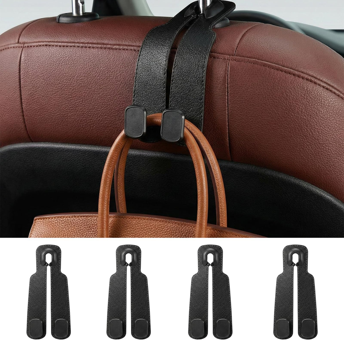 Car Headrest Hooks-4 Pack Heavy Duty Seat Hooks for Car - Product Imagery