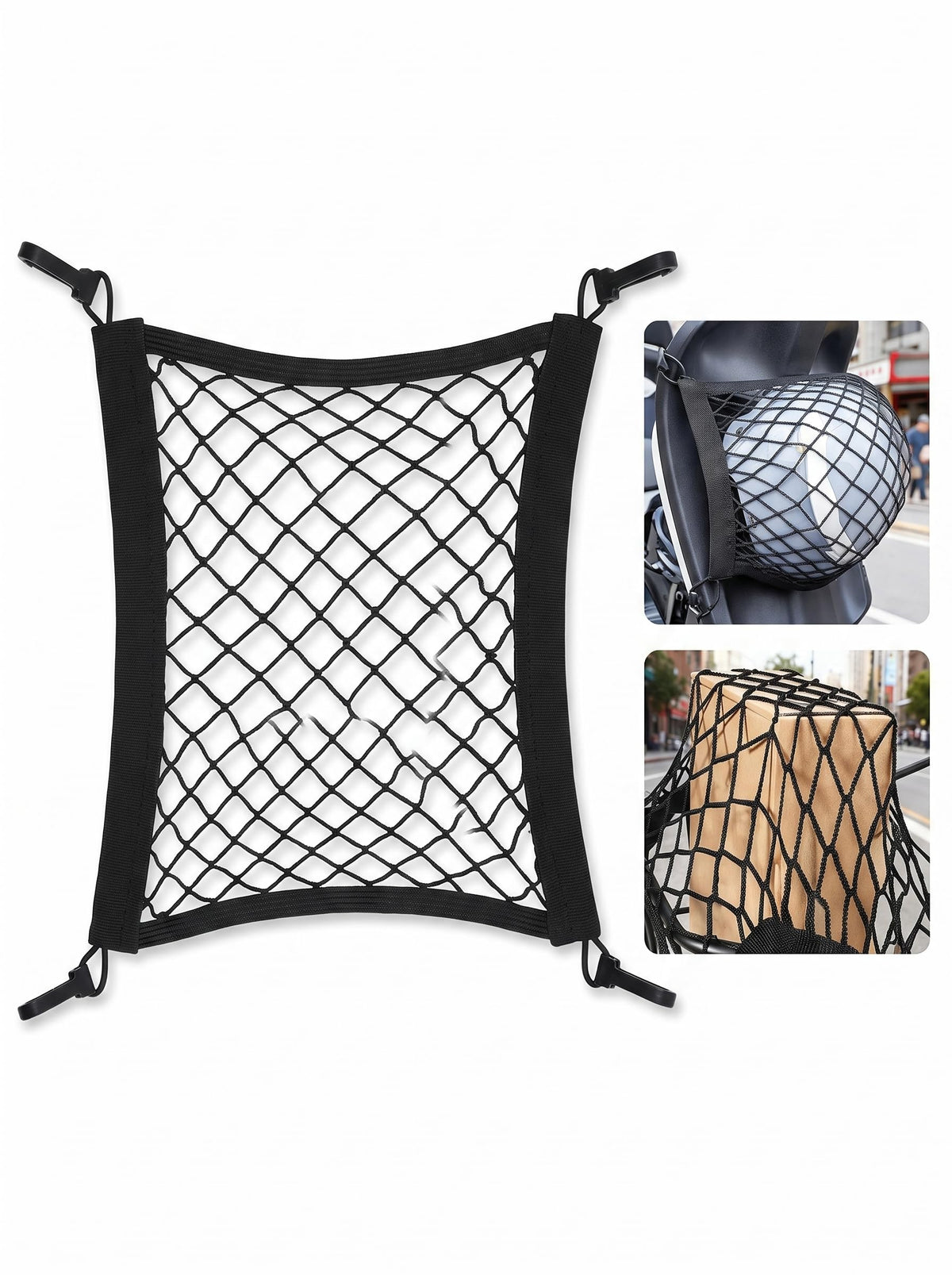 Motorcycle Cargo Net, 11" x 11.8" Small Elastic Storage Net, - Product Imagery