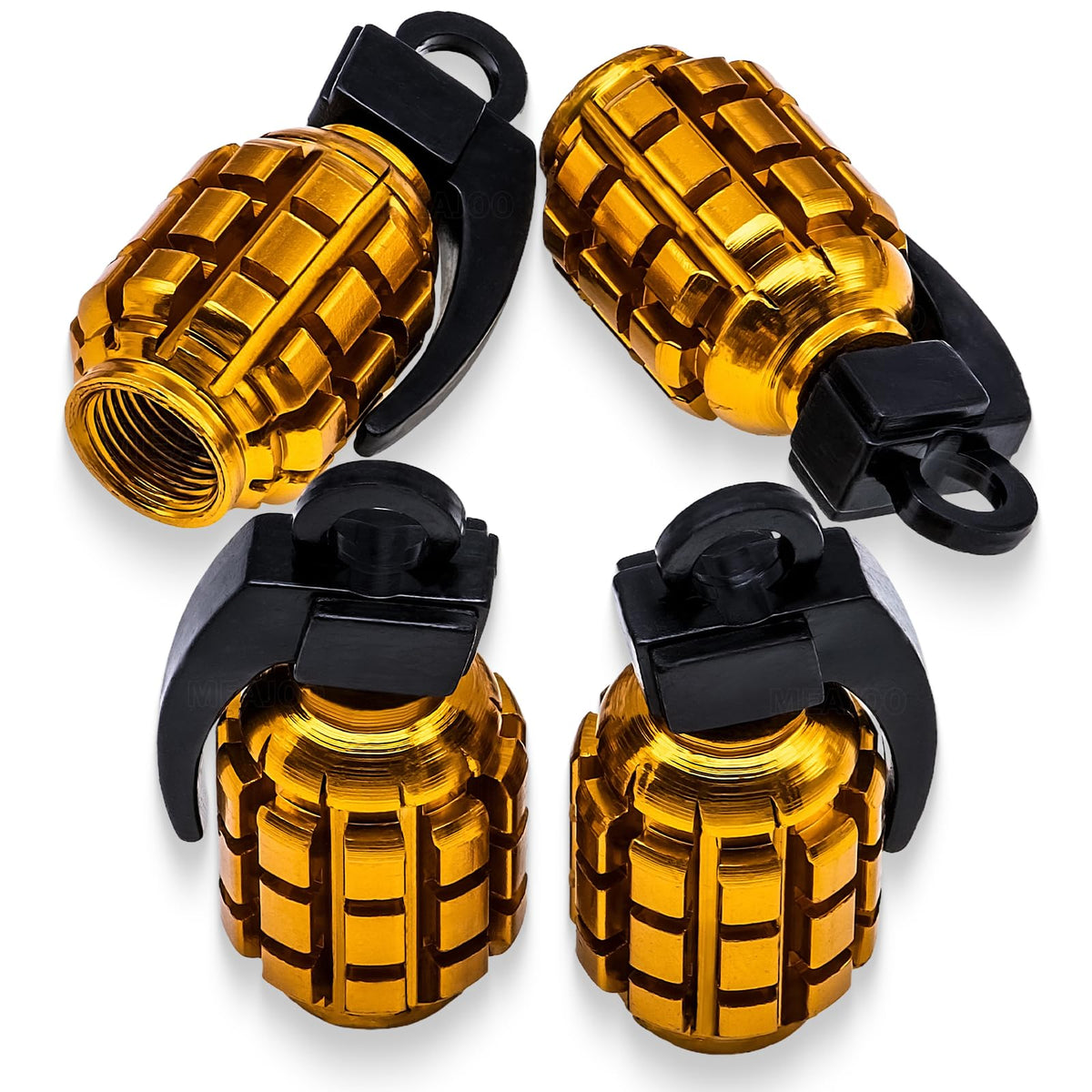 4 PCS Grenade Style Tire Valve Stem Caps, Stainless Steel Tire - Product Imagery
