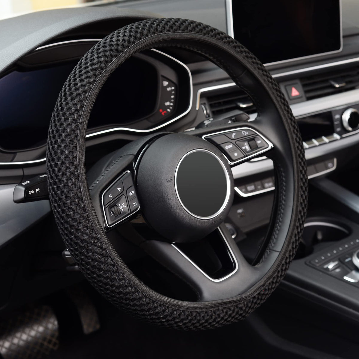 KAFEEK Elastic Stretch Steering Wheel Cover, Universal 15 Inch, - Product Imagery