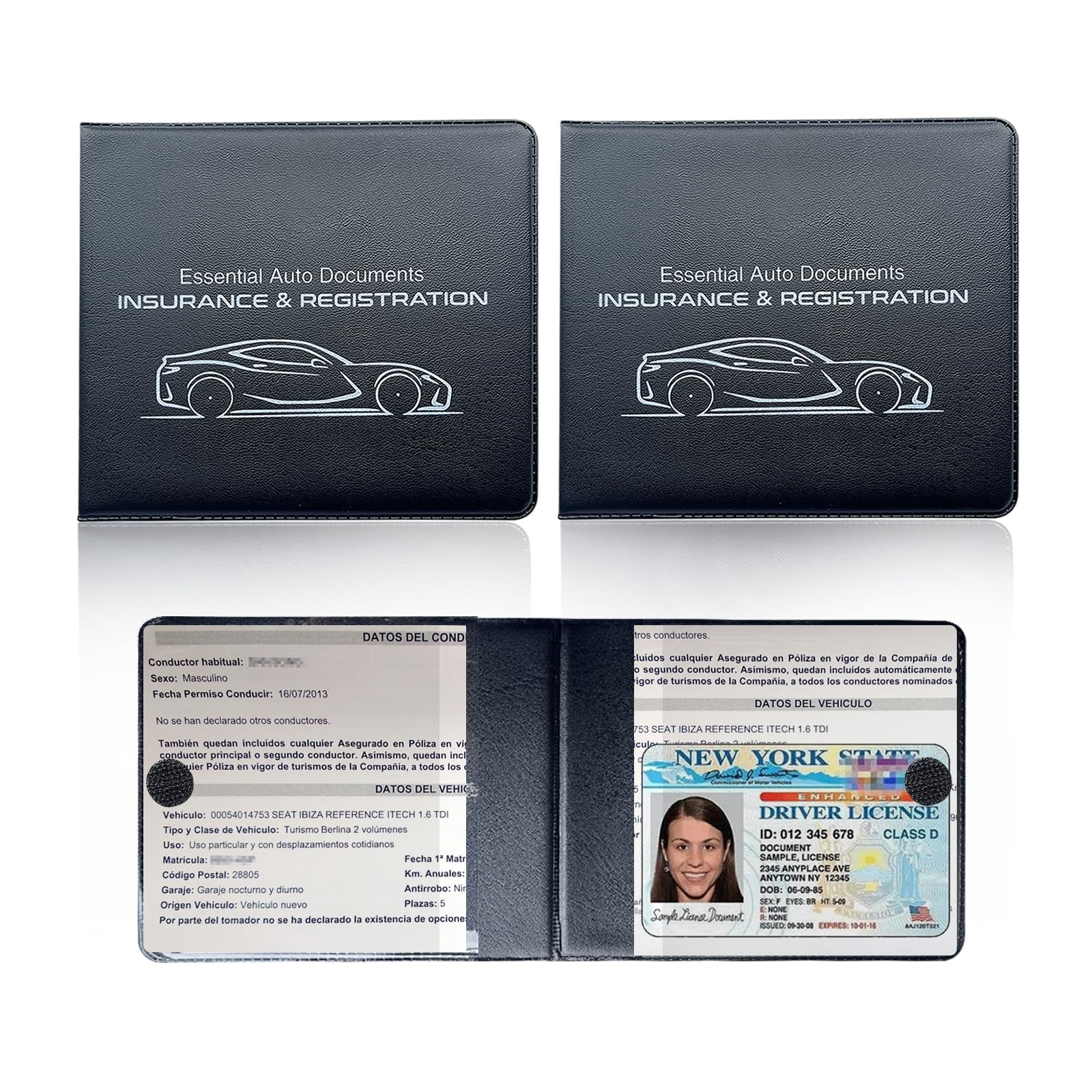 Ziciner Car Registration Insurance Holder, 2Pack Essential Auto - Product Imagery