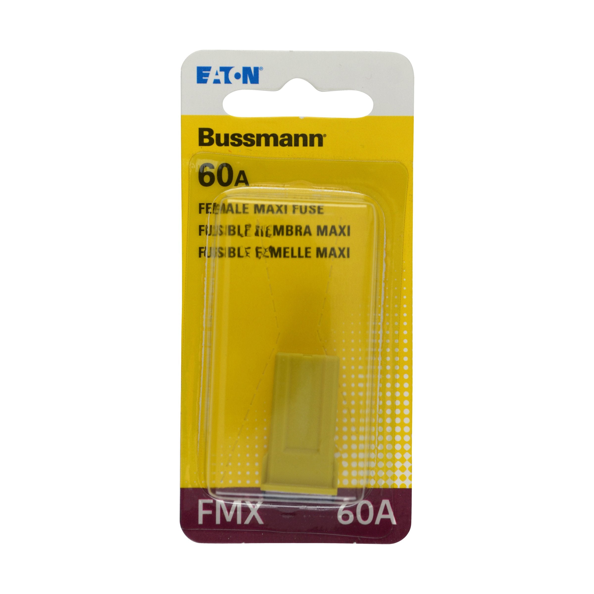 Bussmann (BP/FMX-60-RP) Yellow 60 Amp Female Maxi Fuse - Product Imagery
