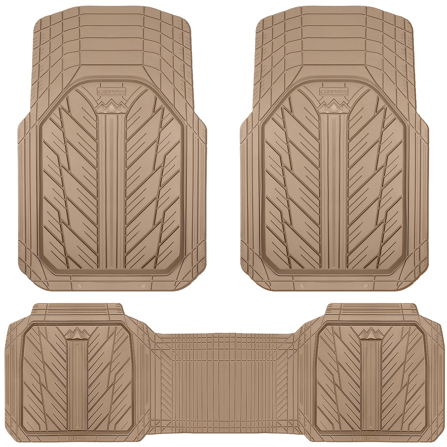 CAR PASS Heavy Rubber Car Floor Mats, Deep Waterproof Car Mats - Product Imagery