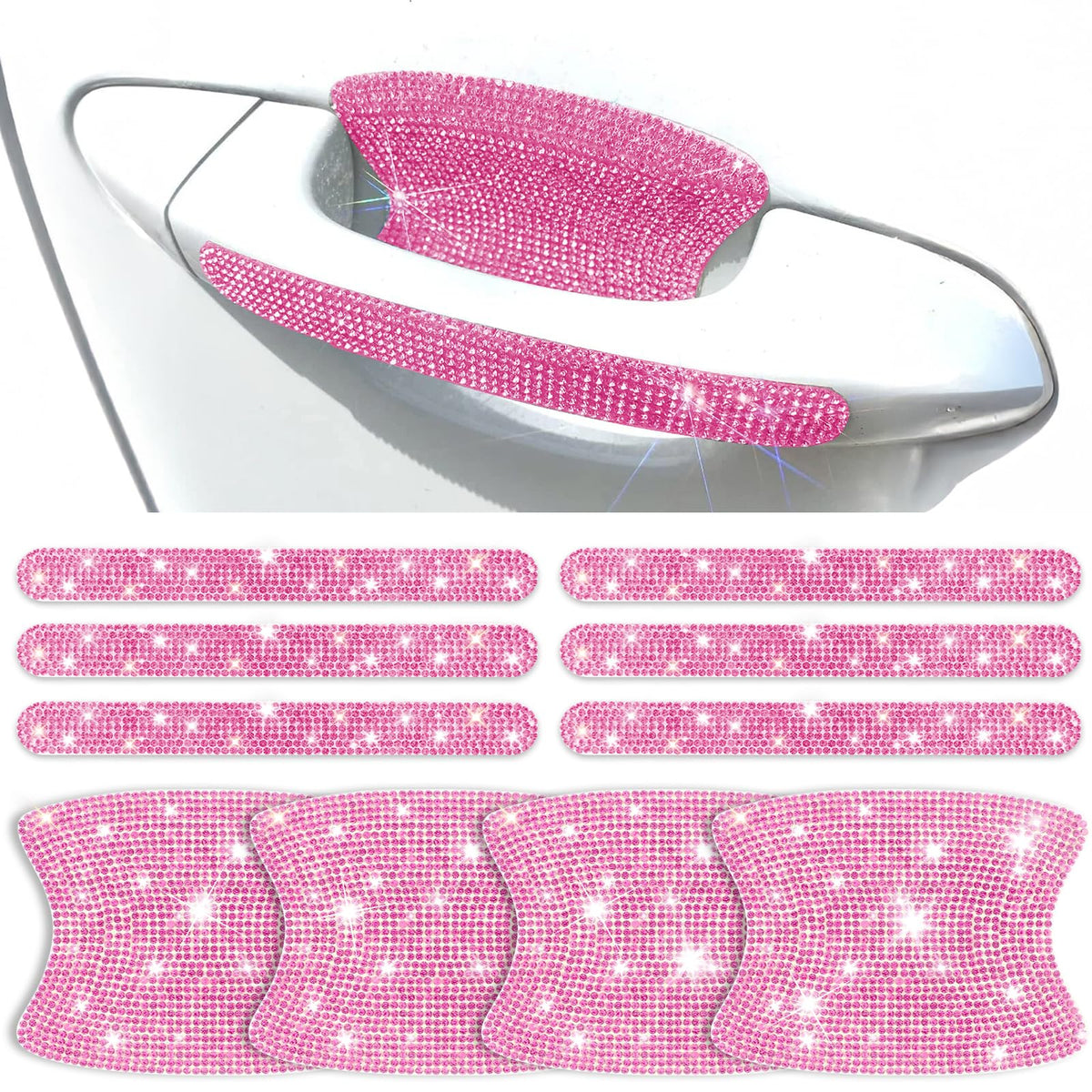 10 PCS Bling Car Door Handle Protector, Shiny Crystal Rhinestone - Product Imagery