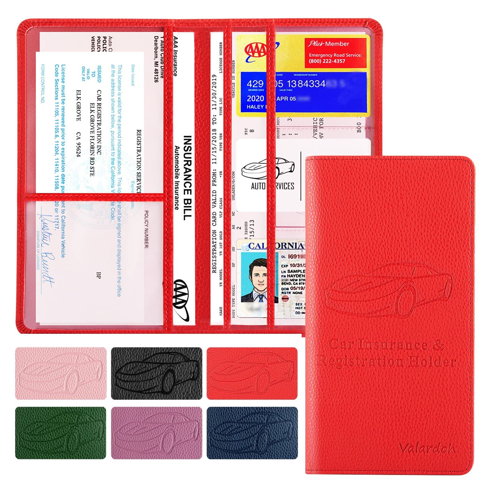 Valardoh Premium Car Registration and Insurance Card Holder, Car - Product Imagery
