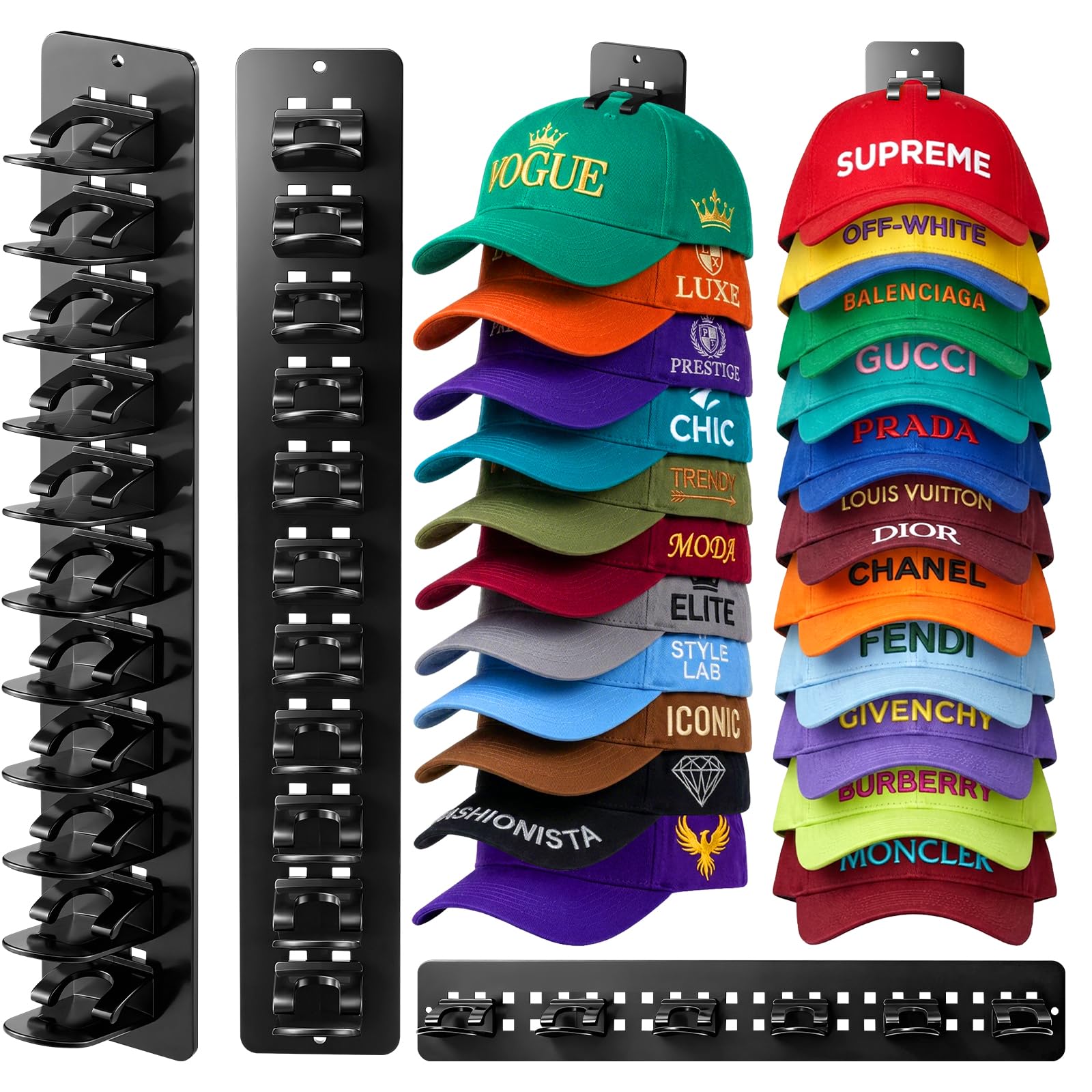 2 Pack Hat Hook Organizer for Baseball Caps, Hat Hanger Holder - Product Imagery