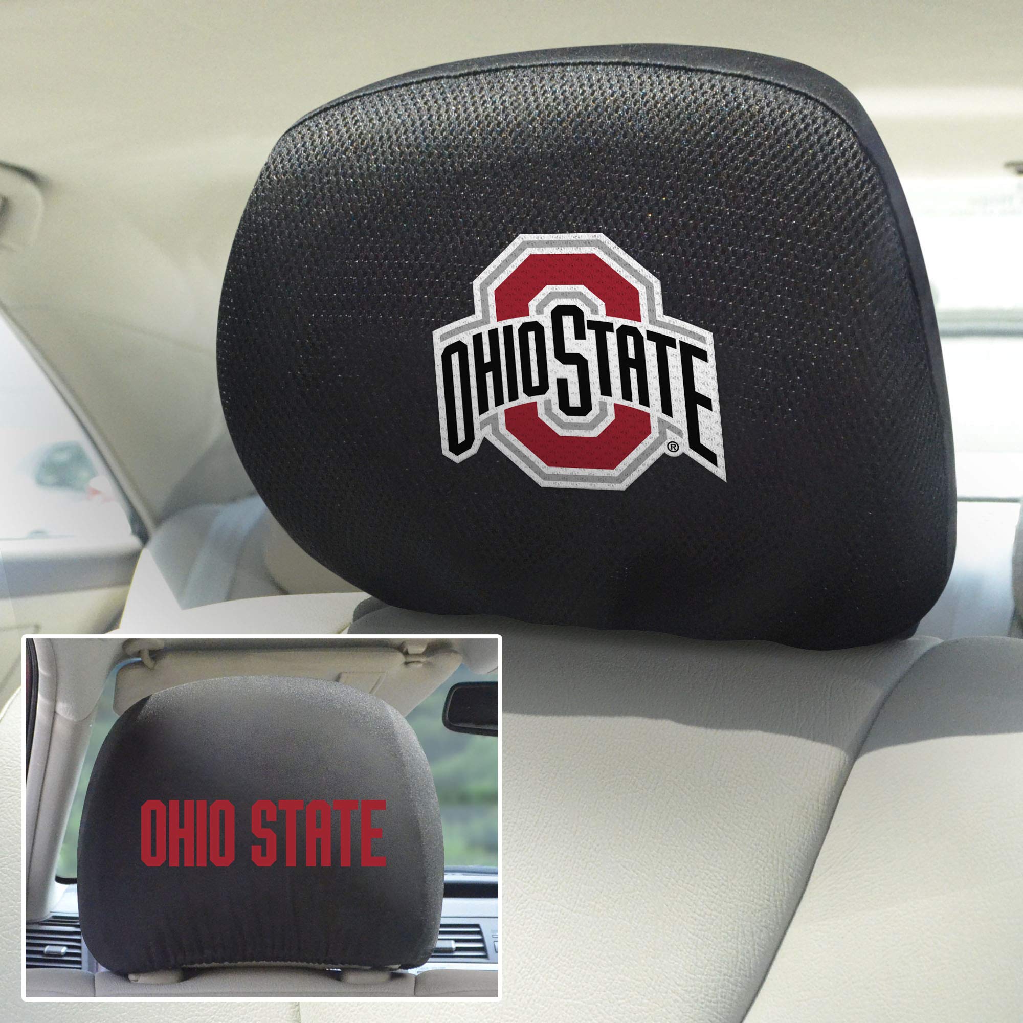 FANMATS 12589 Ohio State Buckeyes Embroidered Head Rest Cover - Product Imagery
