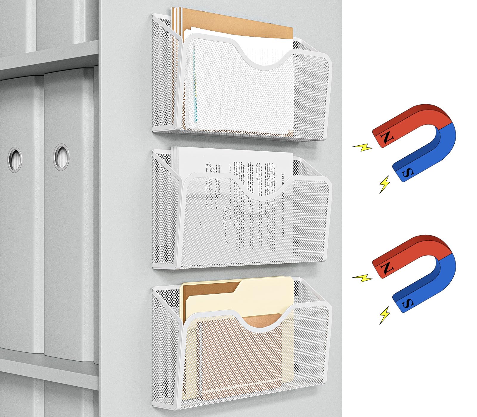JANE EYRE Magnetic File Holder - 3PCS Paper File Mail Organizer - Product Imagery
