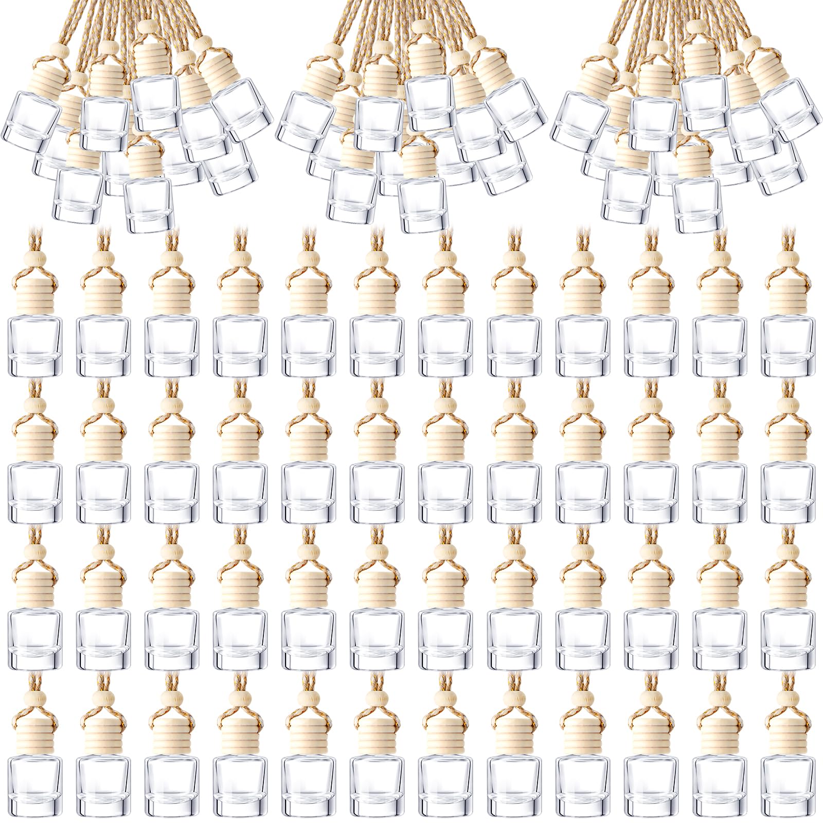 BBTO 200 Pcs Hanging Car Diffuser Freshener Bottles Bulk,Cylinder - Product Imagery
