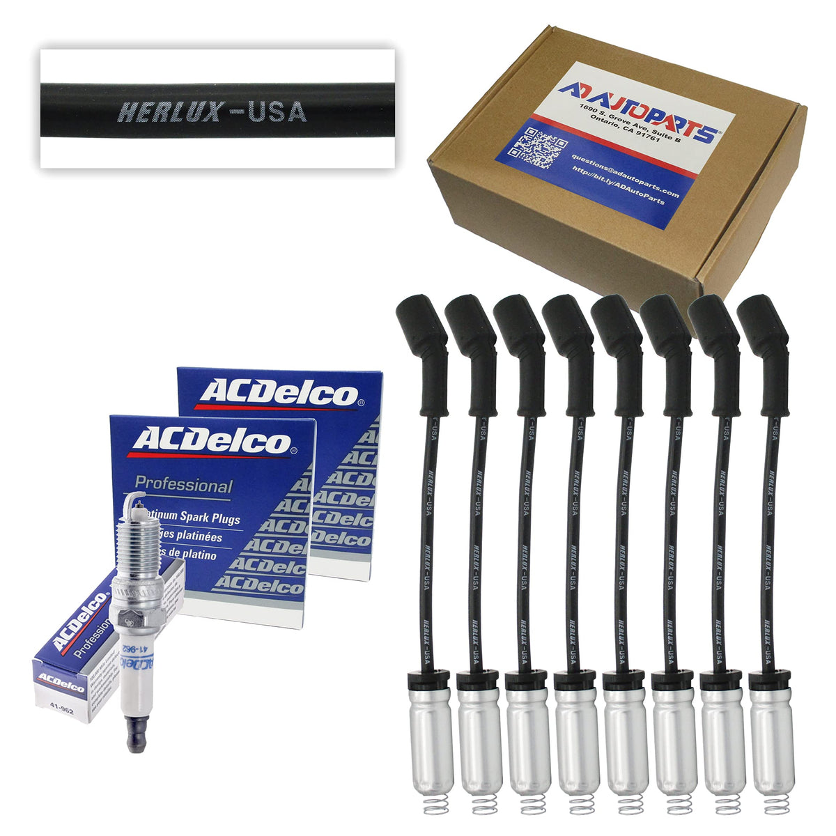 8 ACD-OEM Spark Plugs 41-962 Double Platinum + Herlux (8mm Made - Product Imagery