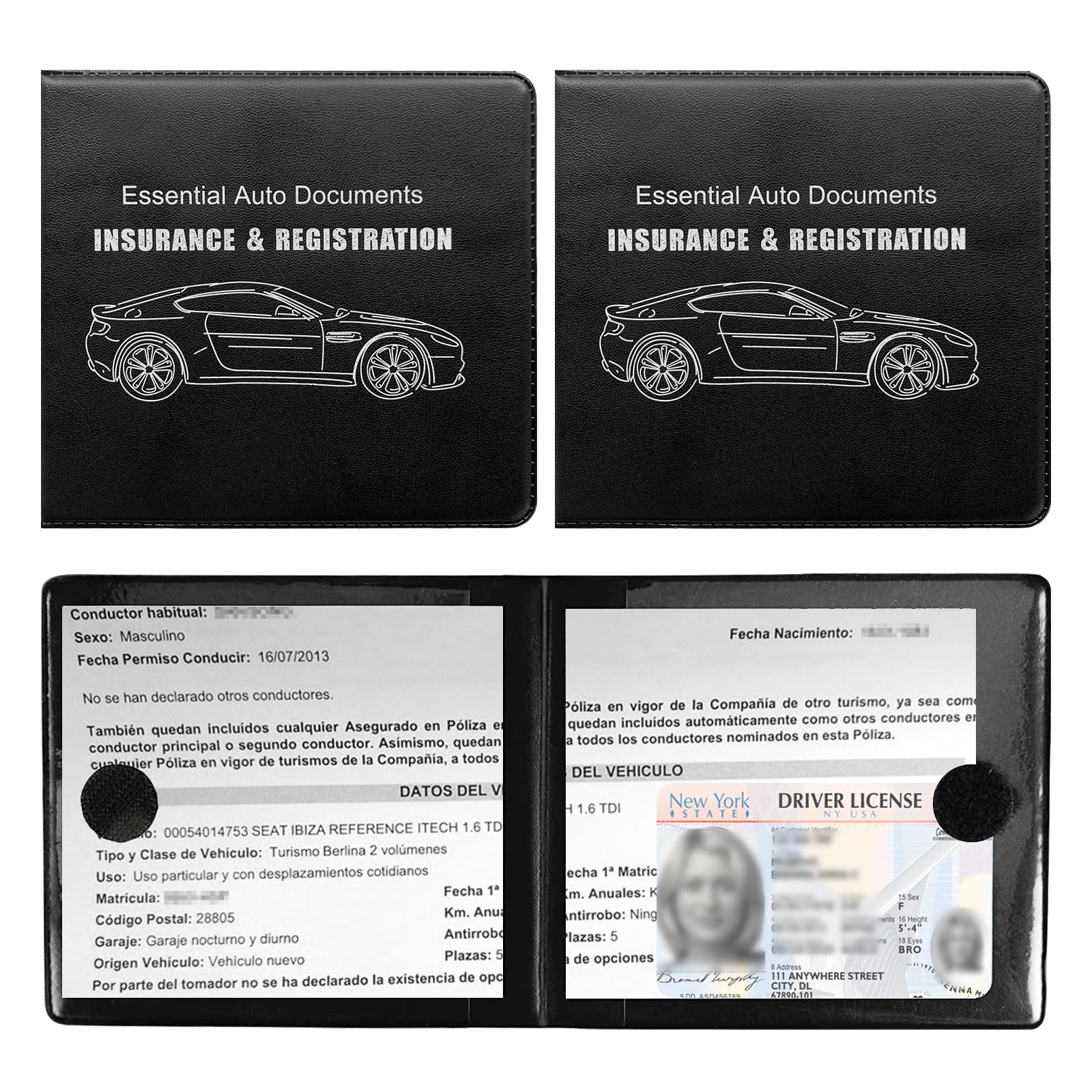 Ziciner Car Registration Insurance Holder, 2Pack Essential Auto - Product Imagery