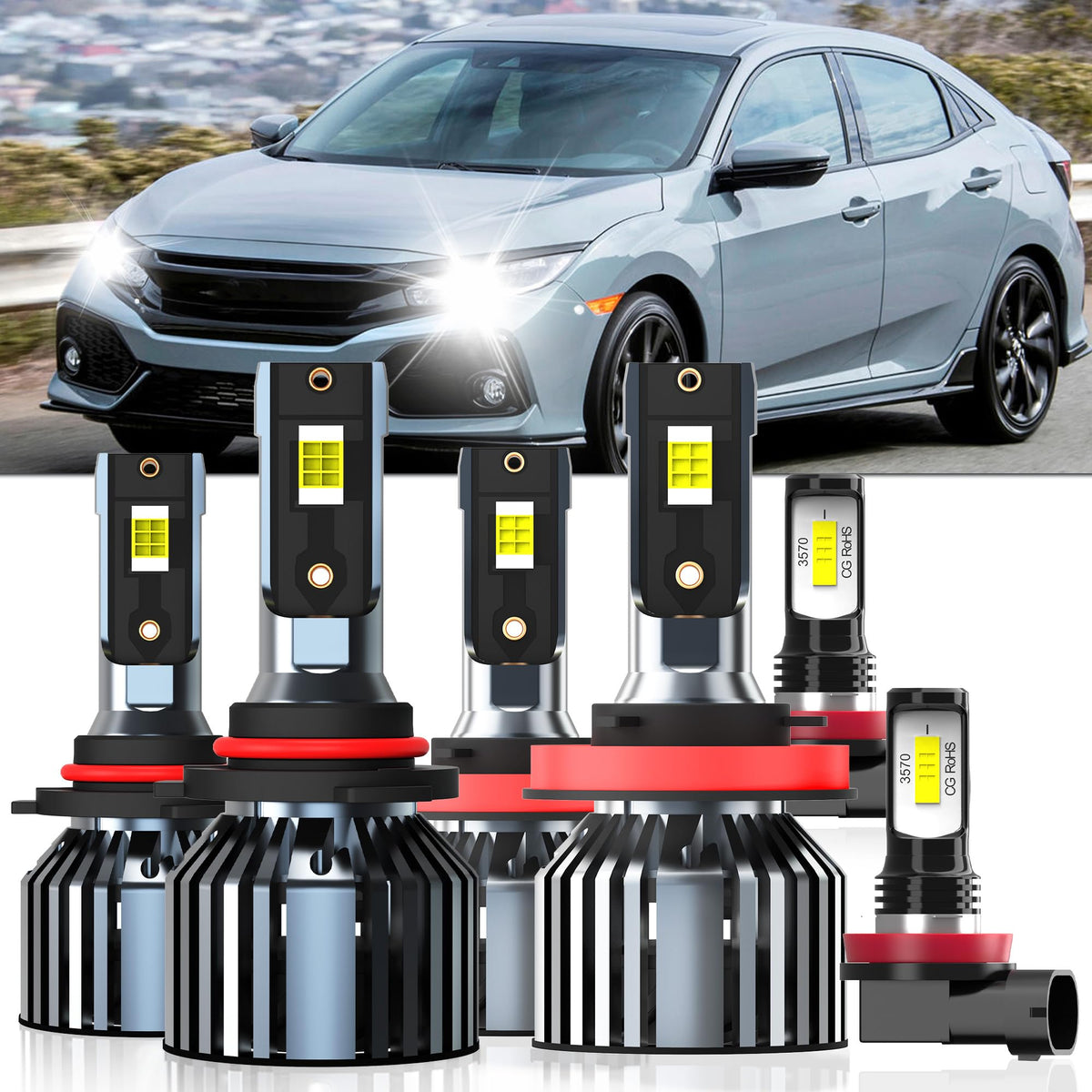 Lights Fit For Honda Civic 2014-2015 Coupe & 2016-2020, 9005 - Product Imagery