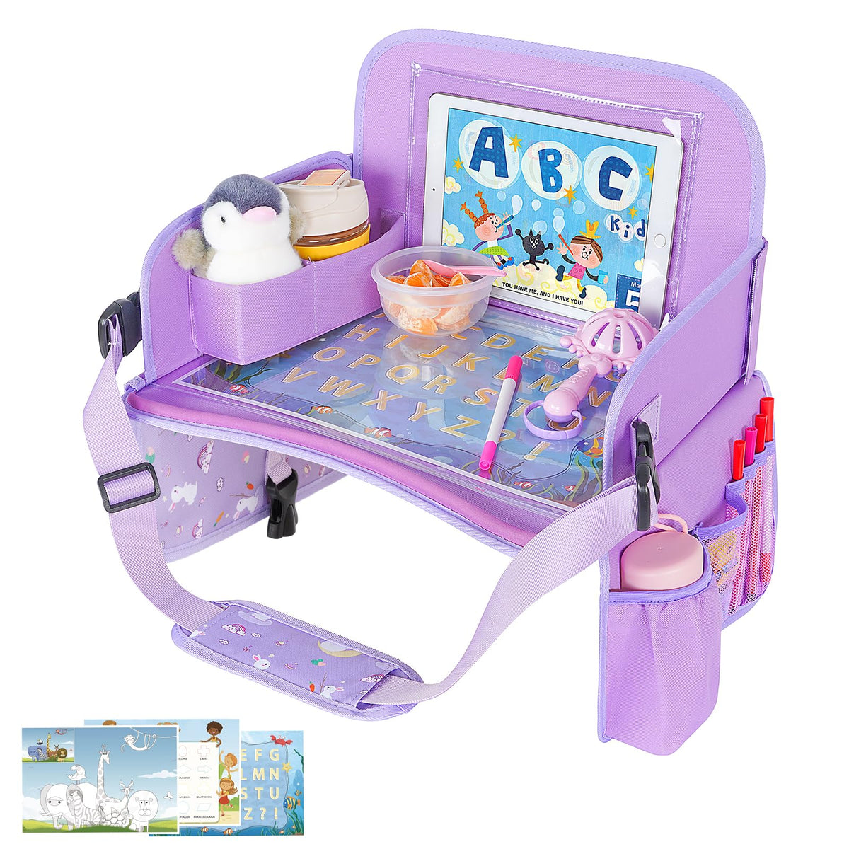 MENZOKE Kids Travel Tray for Car Seat, Road Trip Essentials Kids - Product Imagery