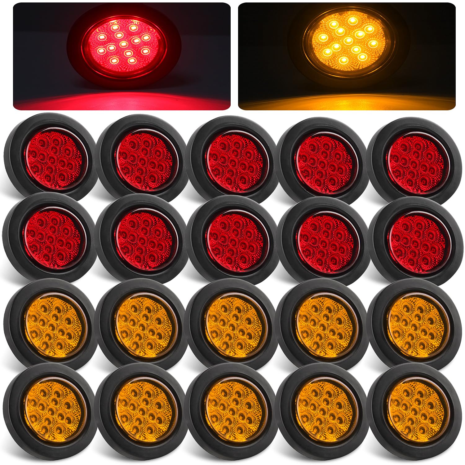 2.5" Round LED Trailer Marker Lights 13 LEDs w/Reflectors 10 - Product Imagery