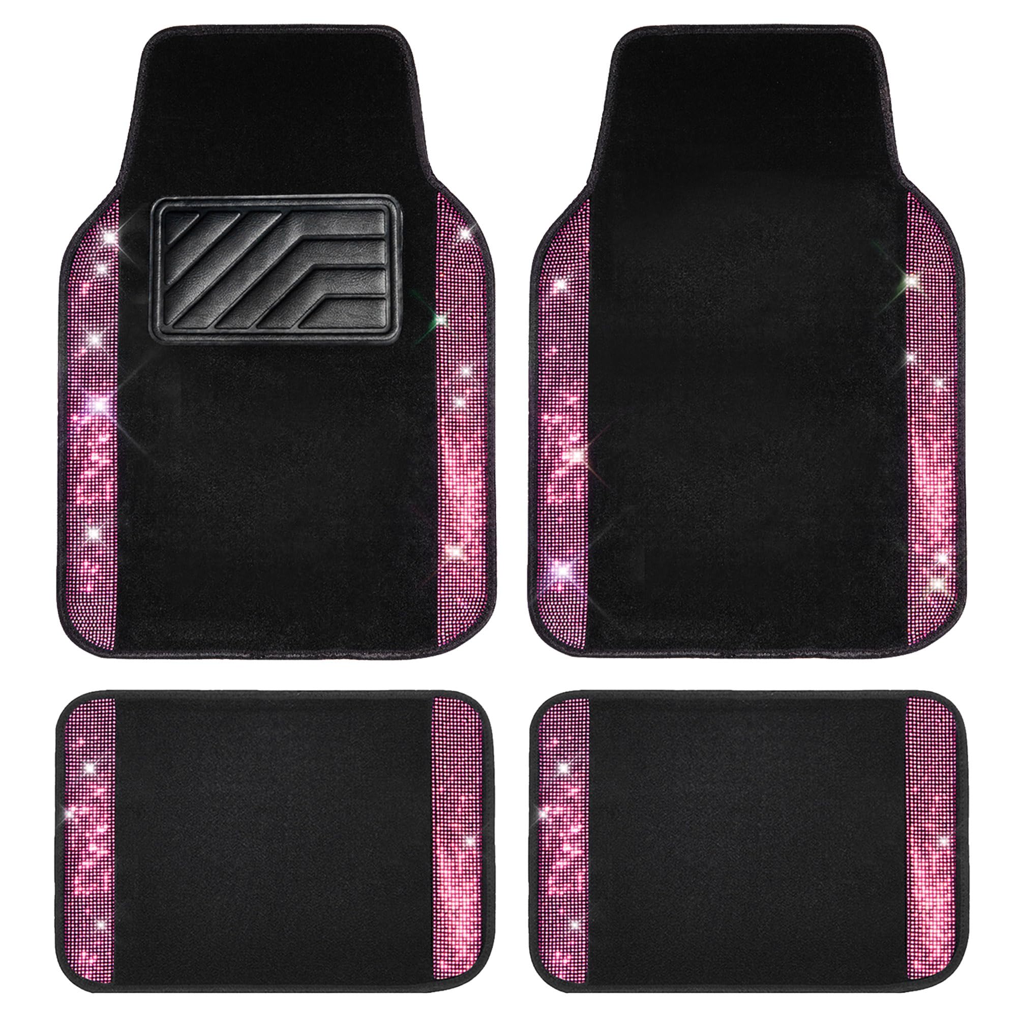CAR PASS Bling Diamond Car Floor Mat Shining Rhinestones Carpet, - Product Imagery