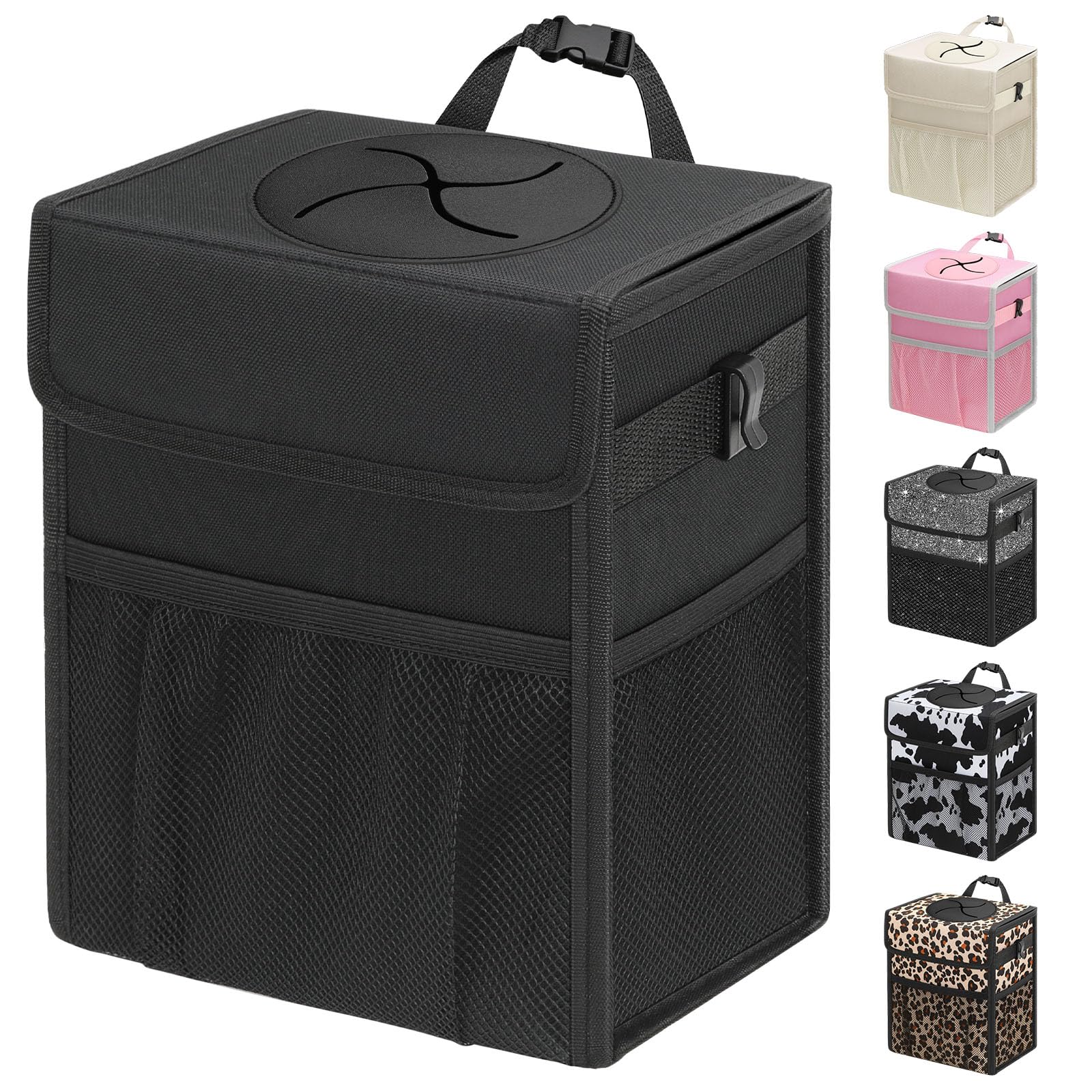 Capolo Car Trash Can with Lid, Leakproof Car Garbage Can Car - Product Imagery