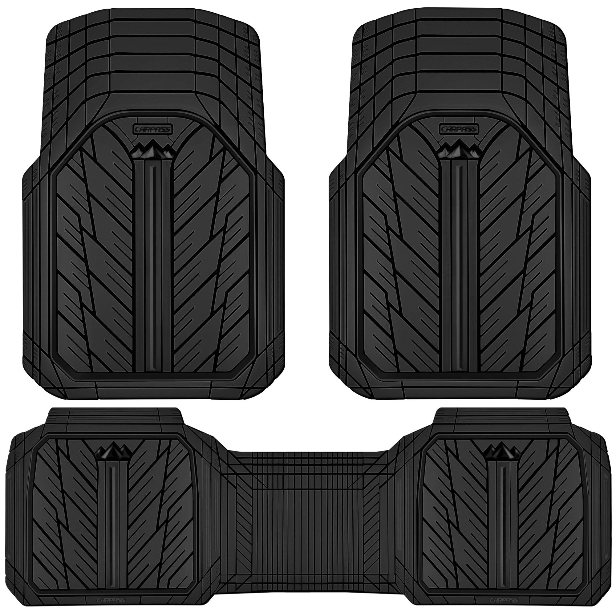 CAR PASS Heavy Rubber Car Floor Mats, Deep Waterproof Car Mats - Product Imagery