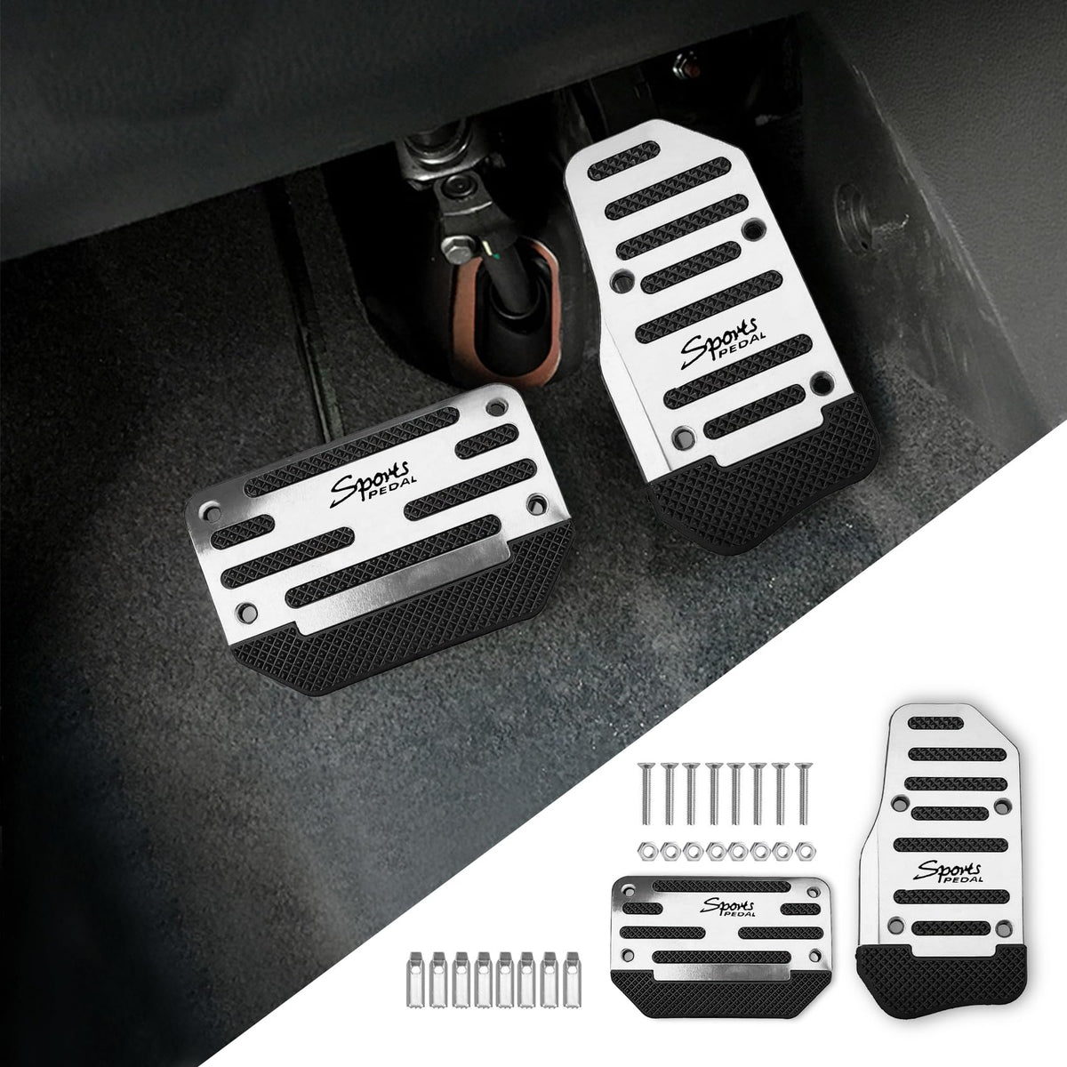 2PCS Non-Slip Car Pedal Covers, Premium Aluminum Alloy Gas and - Product Imagery
