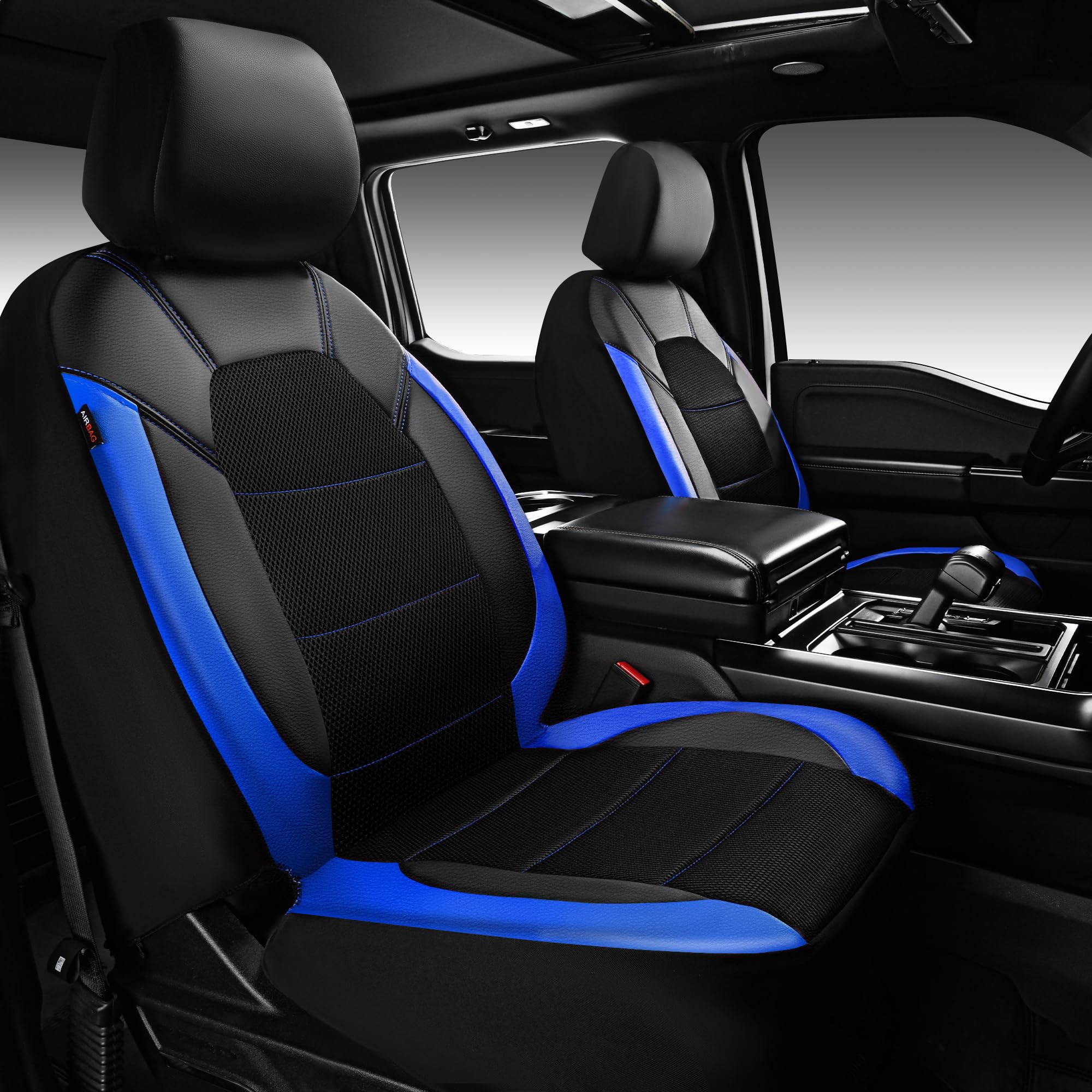 CAR PASS Leather Car Seat Covers Front Seats Only, with Air Mesh - Product Imagery