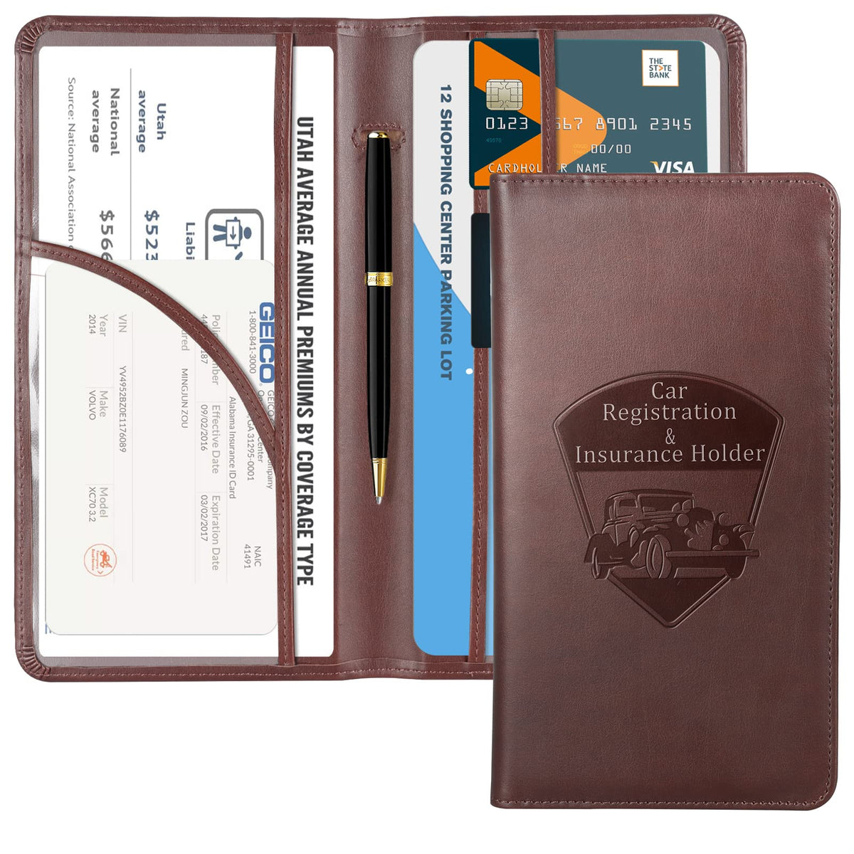CoBak Premium Faux Leather Car Document Holder with Magnetic - Product Imagery