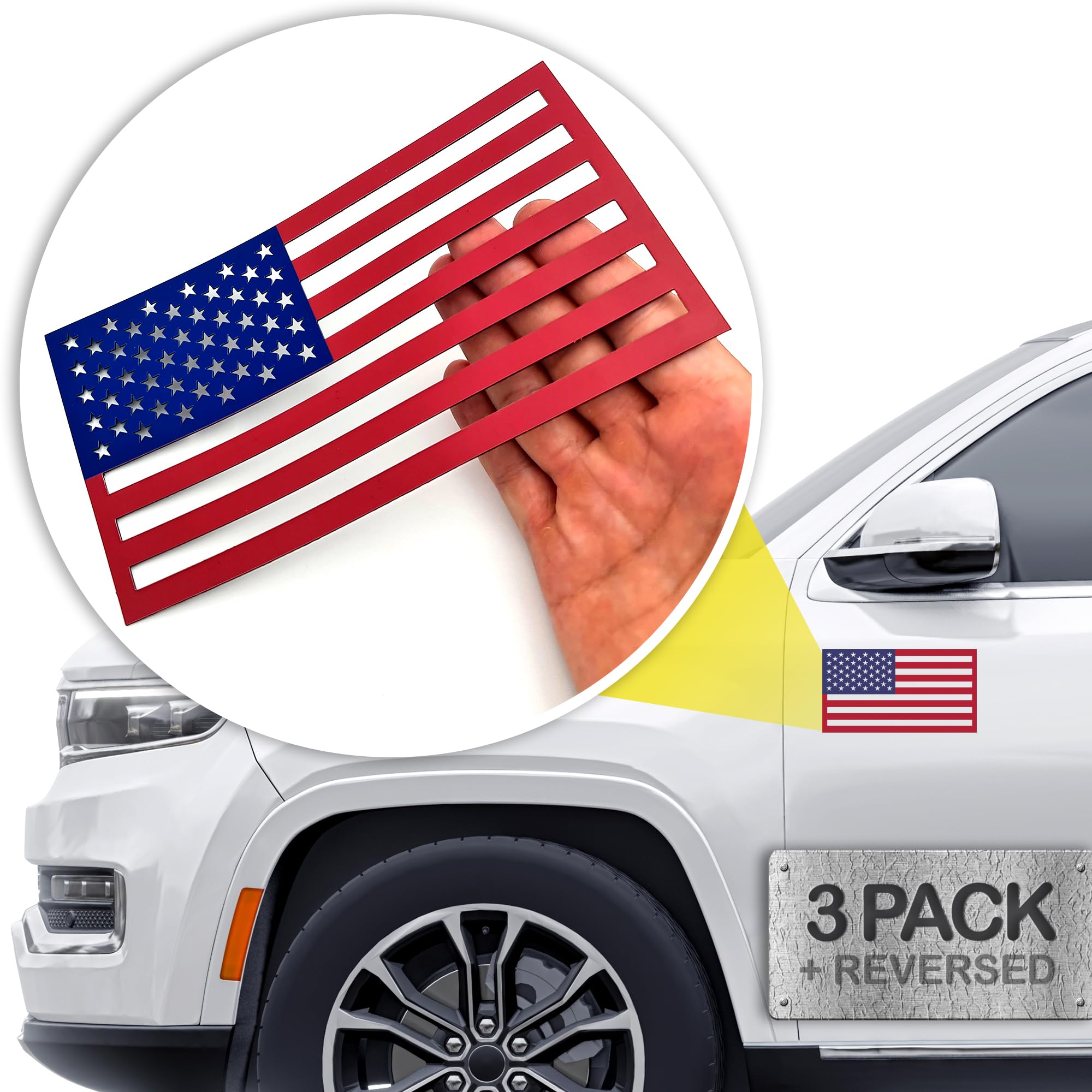 Premium American Flag Magnets for Trucks and Cars (3 Pack) + - Product Imagery