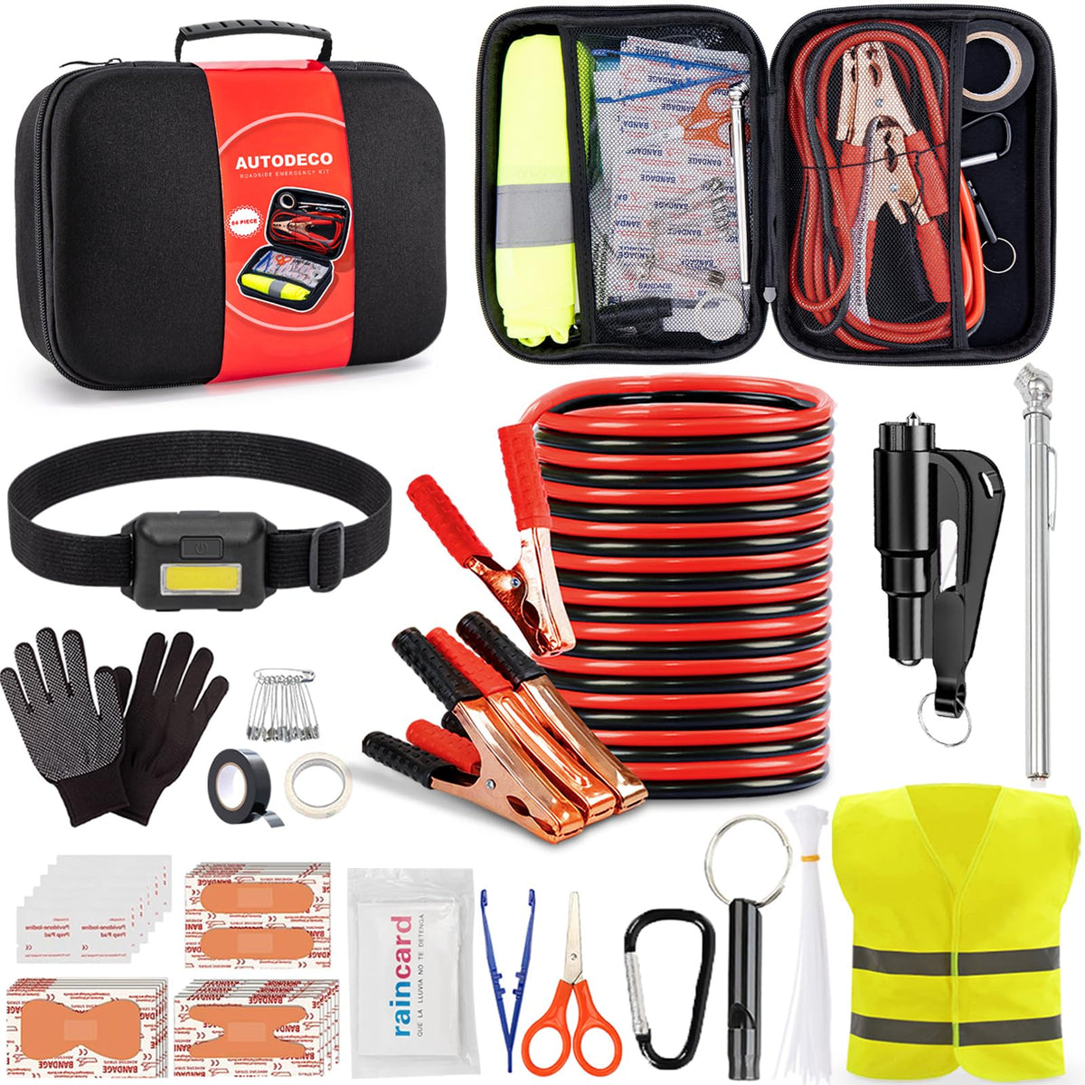 Car Roadside Emergency Kit, Portable Car Safety Kit Car Kits for - Product Imagery