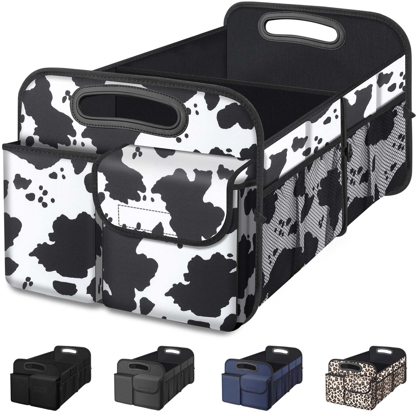 Femuar Car Trunk Organizer, Cow Print, Vintage Style, 52L - Product Imagery