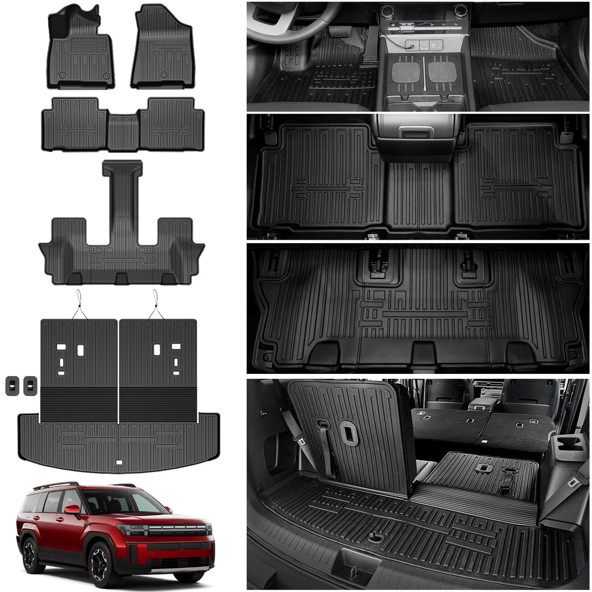 Floor Mats for Hyundai Santa Fe 2024-2026 (Fit Hybrid and Gas) - Product Imagery