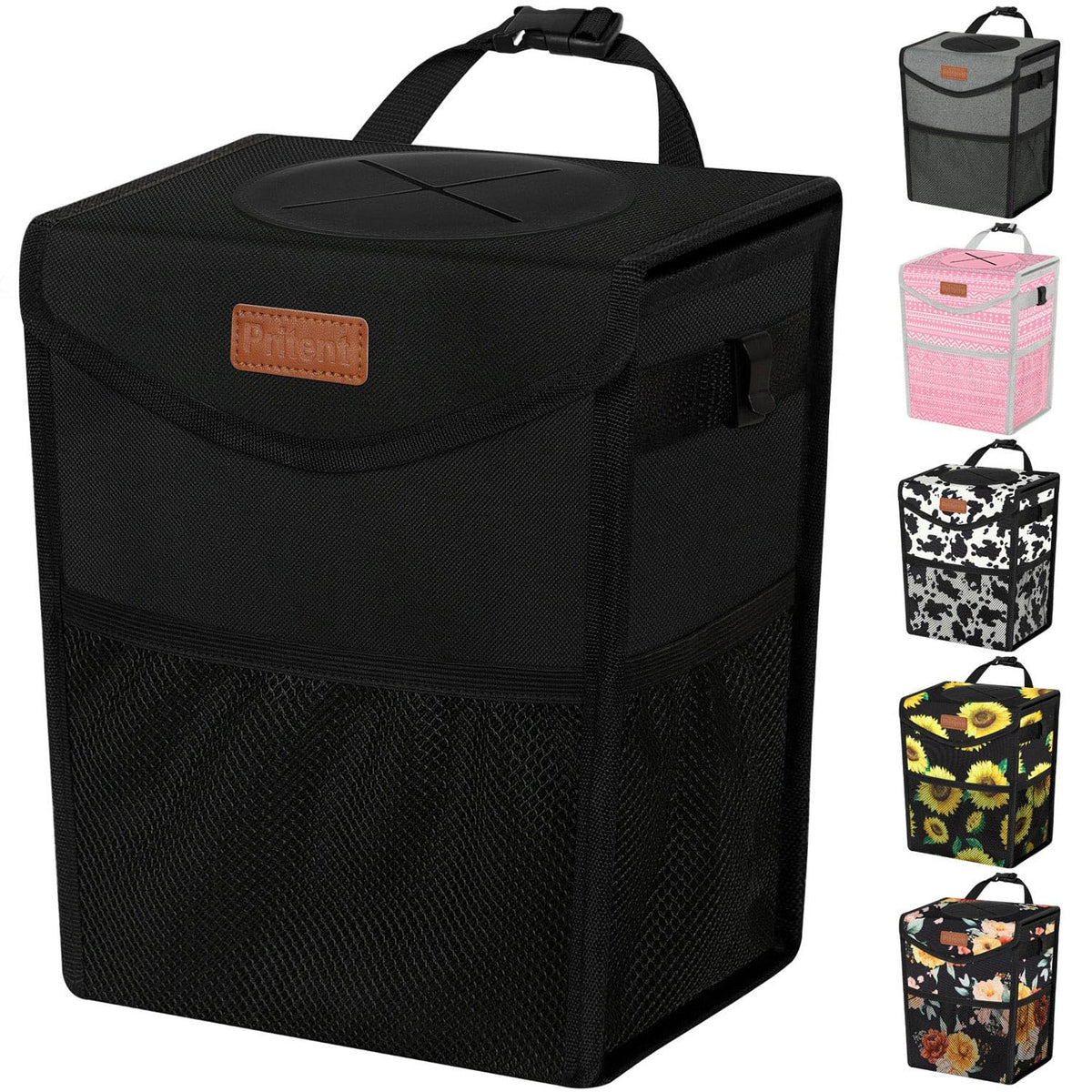 Pritent Car Trash Can with Lid Leakproof Car Garbage Bag Vehicle - Product Imagery