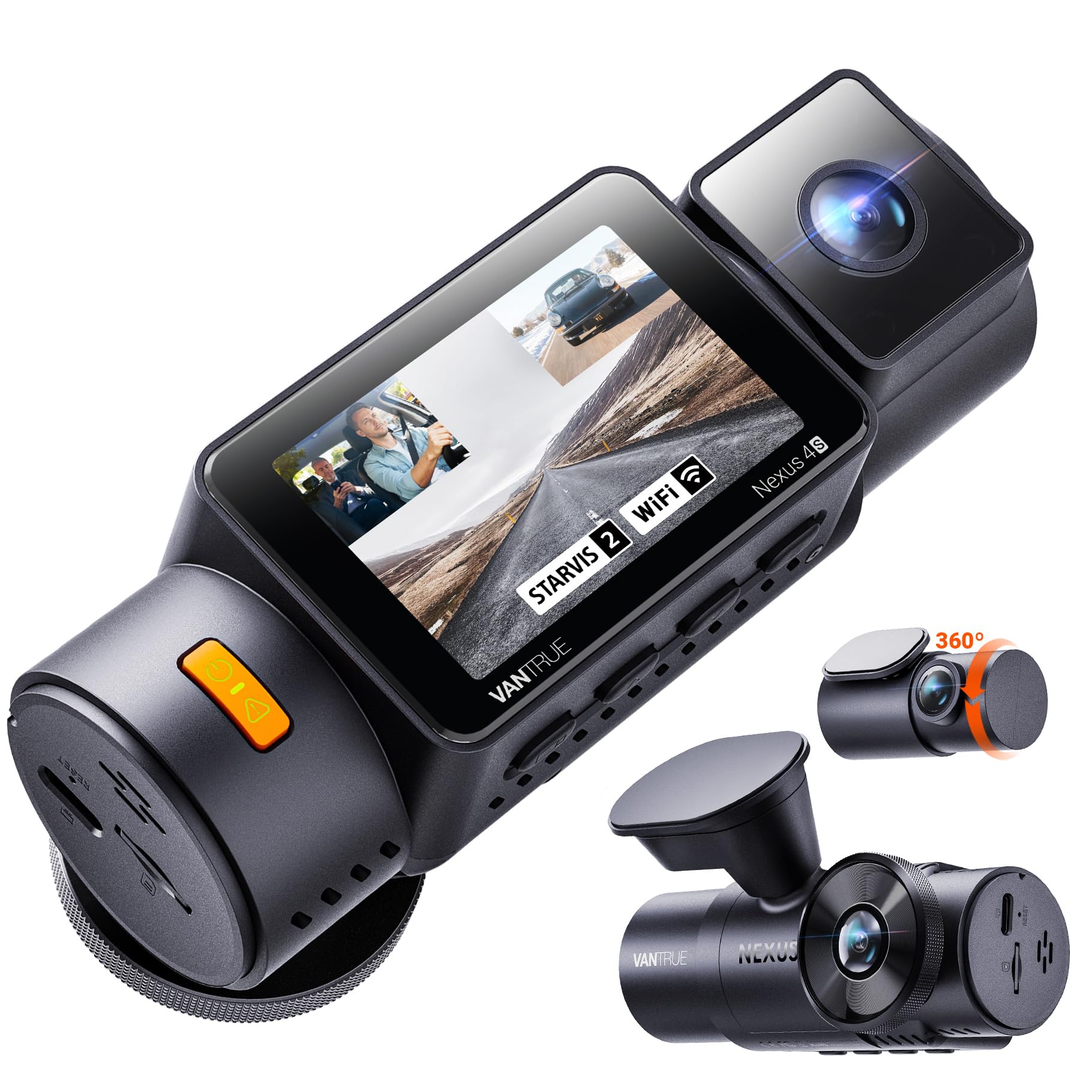 Vantrue N4S 2.7K 3 Channel Dash Cam, Triple STARVIS 2 Night - Product Imagery