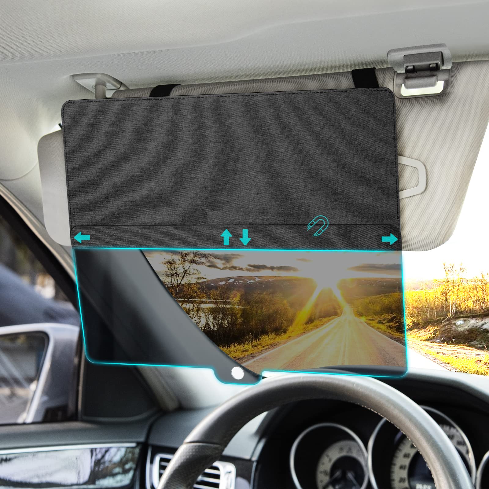 NAZZO Sun Visor Extender for Car, Sun Blocker with PC Sunshade - Product Imagery