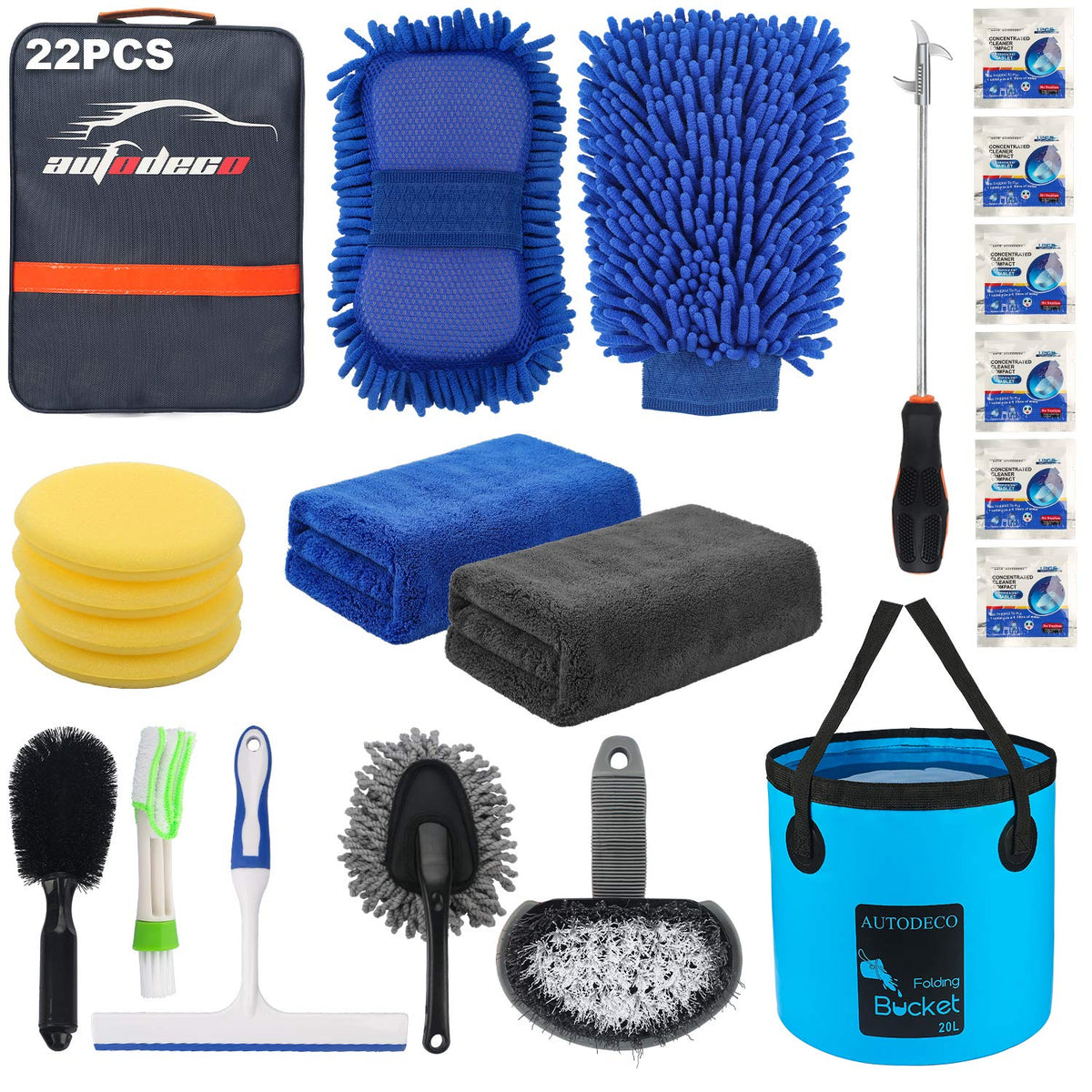 22Pcs Car Wash Cleaning Tools Kit Car Detailing Set with Blue - Product Imagery