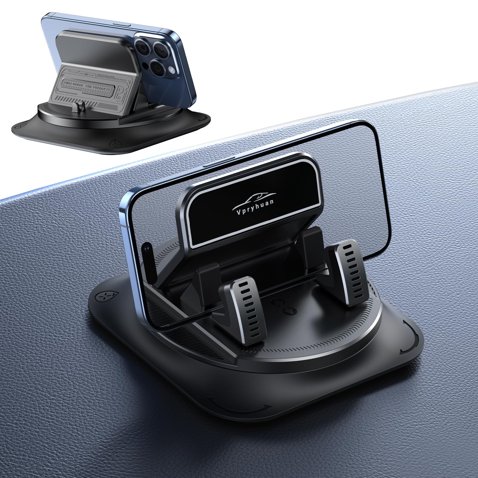 360 Degree Rotation Dashboard Phone Holder for Car, Anti-Slip - Product Imagery