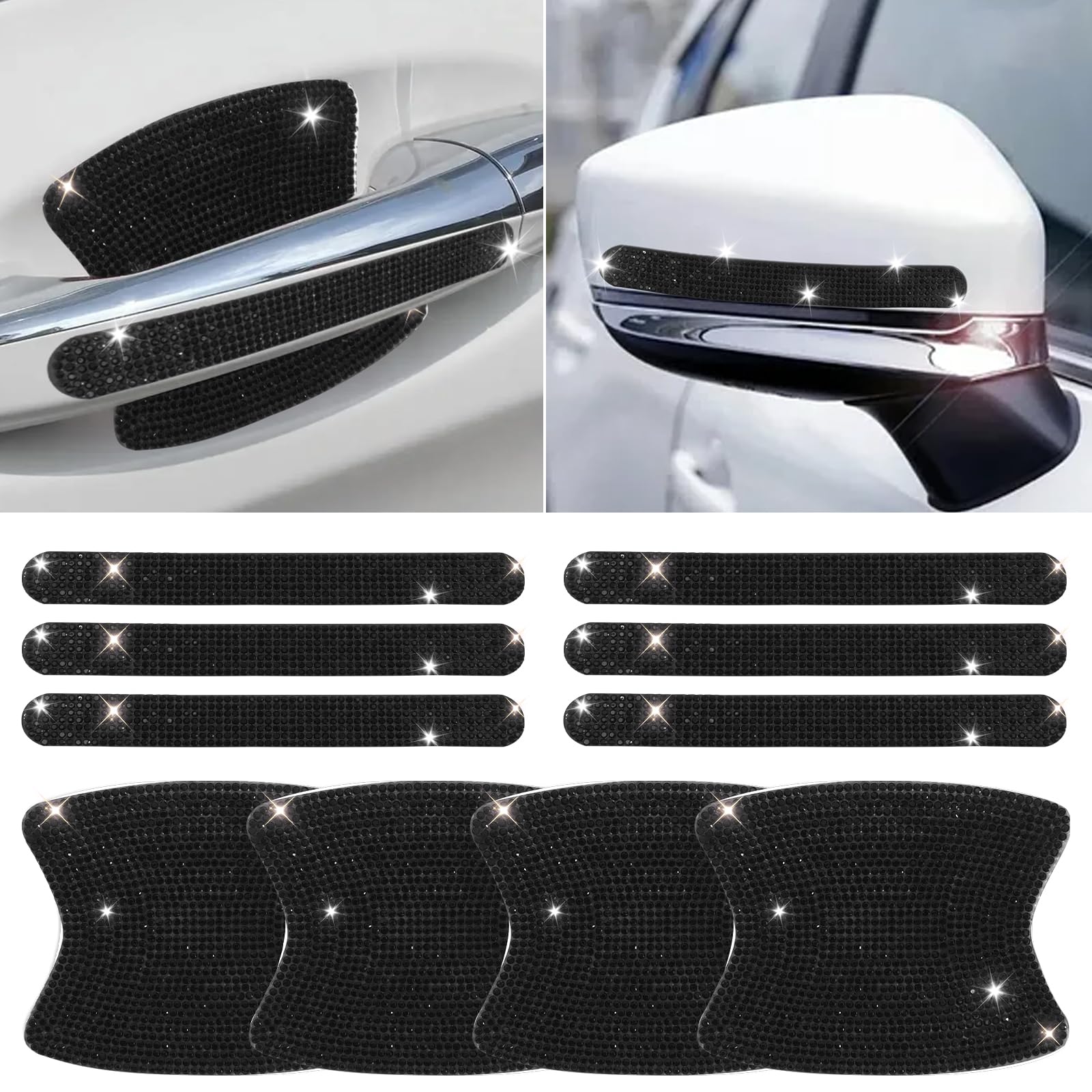 10 PCS Bling Car Door Handle Protector, Shiny Crystal Rhinestone - Product Imagery