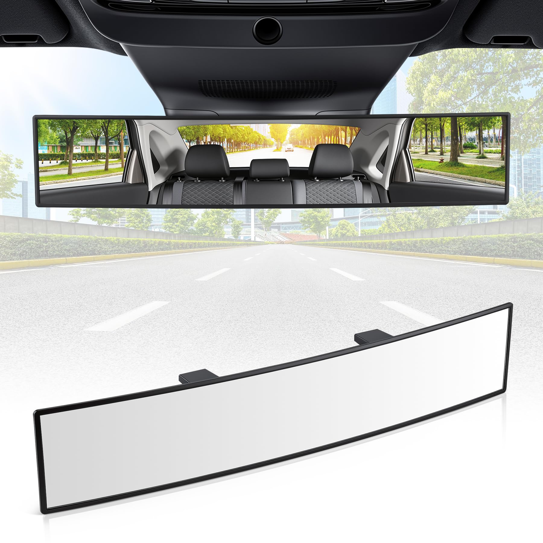 SINGARO Panoramic Car Rear View Mirrors, Universal Convex - Product Imagery