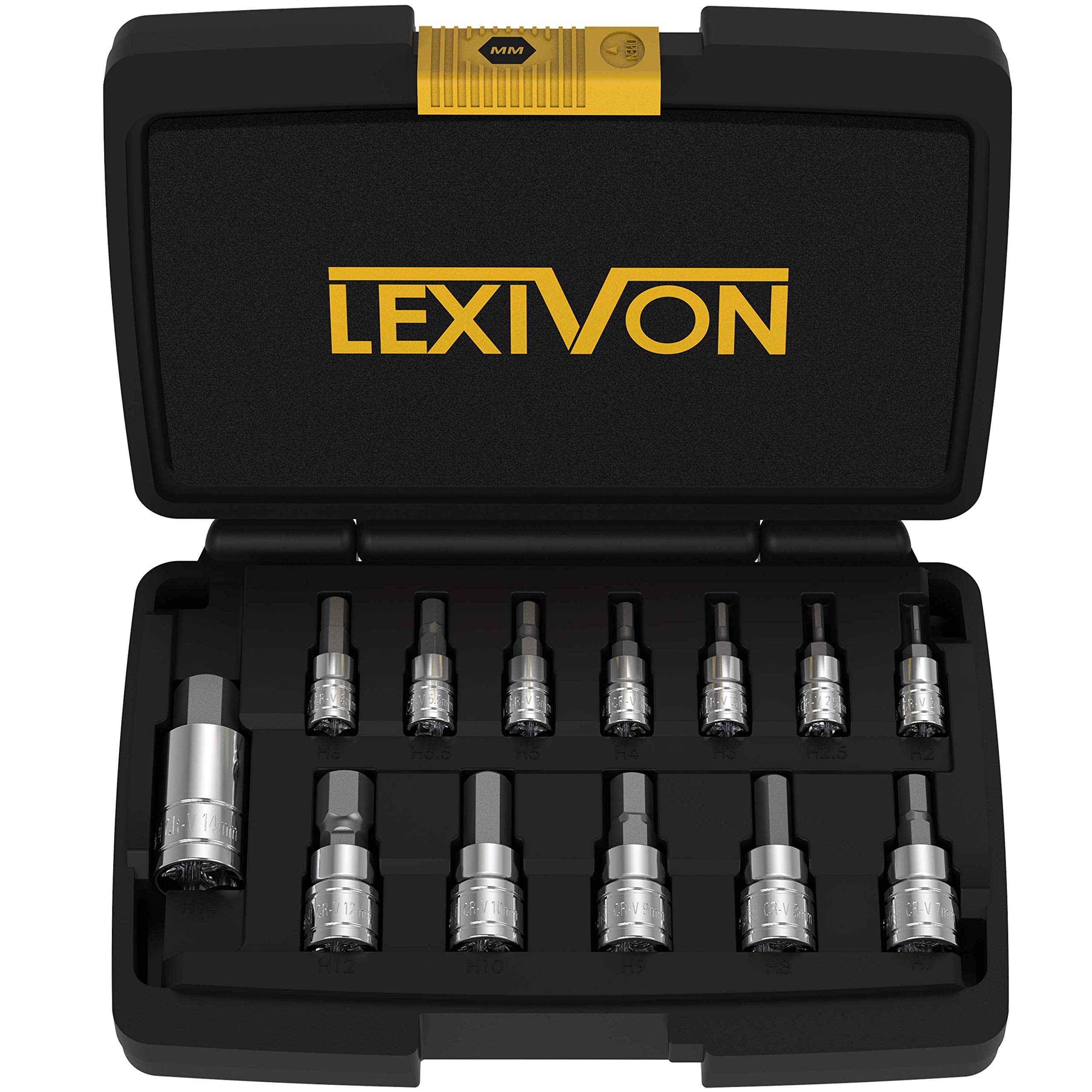 LEXIVON HEX Bit Socket Set, Premium S2 Alloy Steel | 13-Piece - Product Imagery