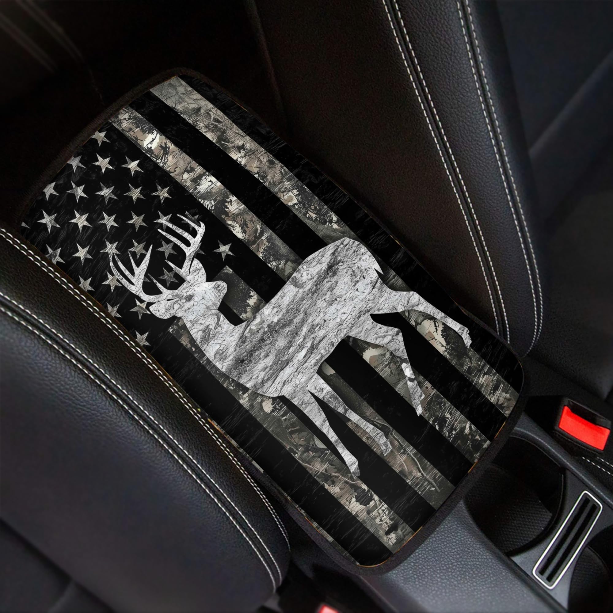 Deer Car Console Covers American Flag Armrest Console Cover Camo - Product Imagery