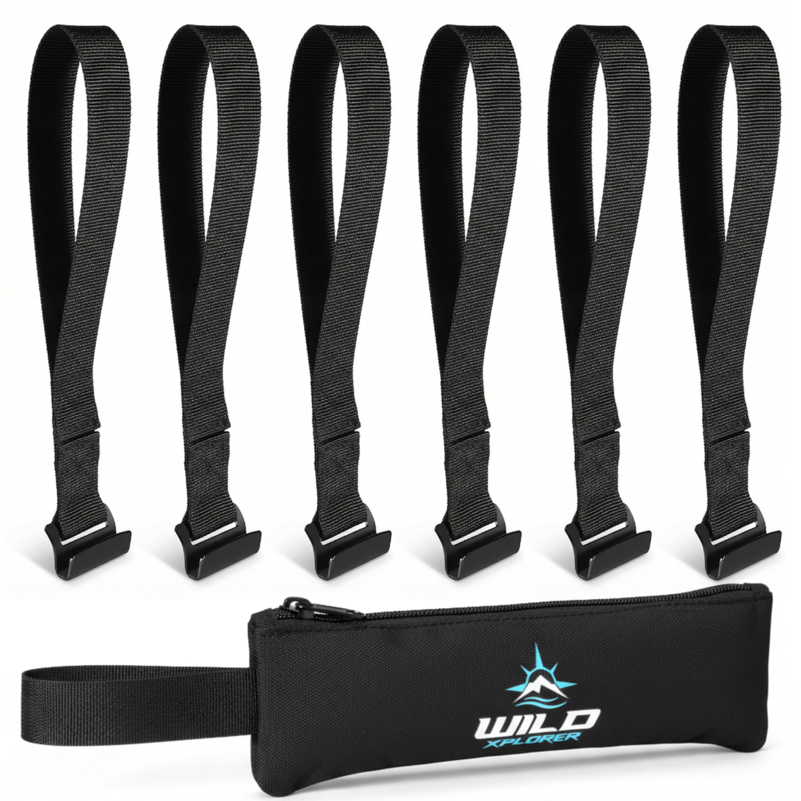 6 Door Hook Straps for Car Rooftop Cargo Carrier Tie Down, Flat - Product Imagery