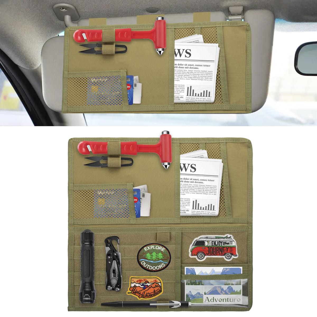 BFXM Tactical Visor Organizer, Car Visor Organizer, Sunvisor - Product Imagery