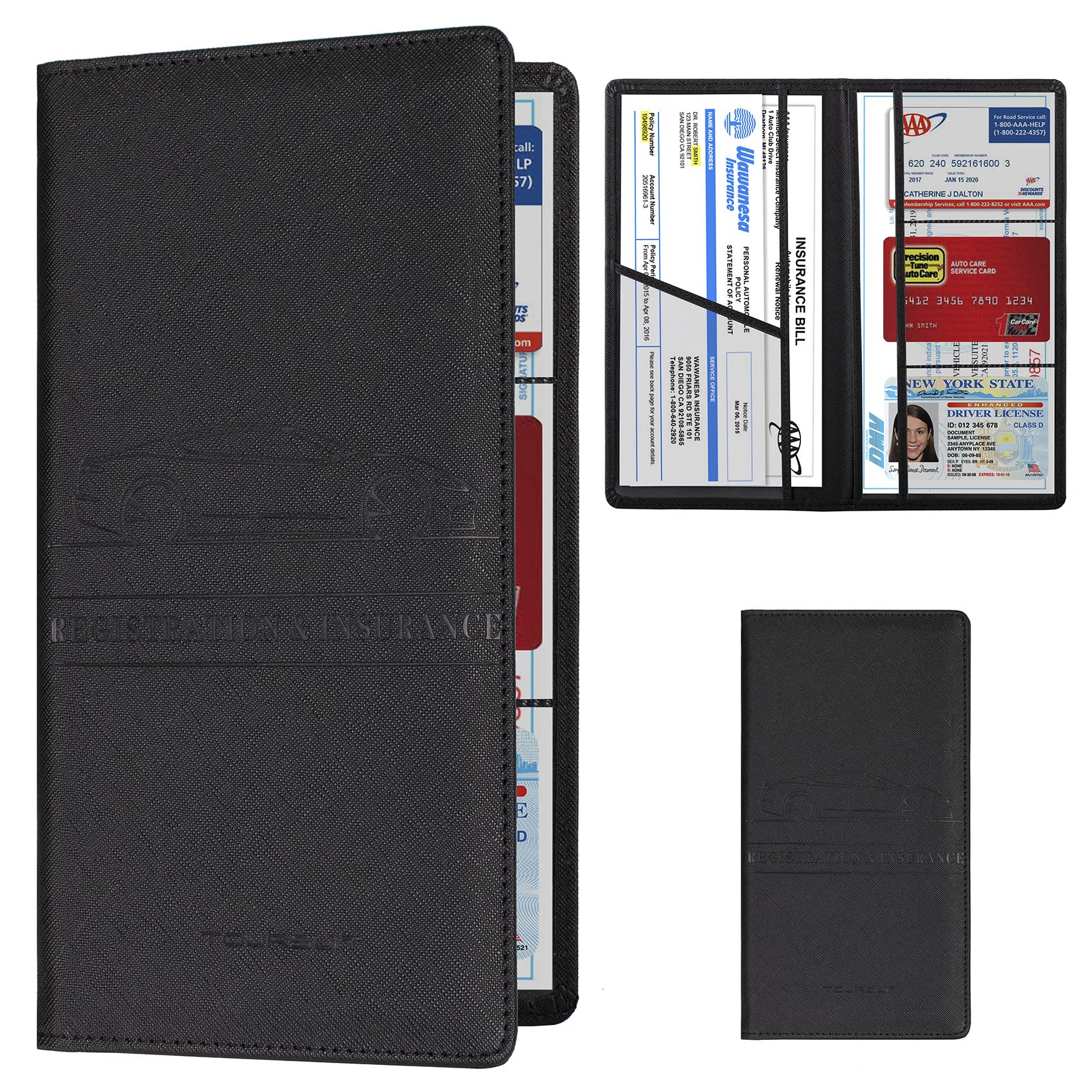 TOURSUIT Car Registration and Insurance Card Holder, Cross Black - Product Imagery