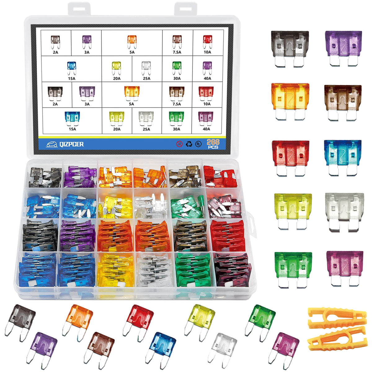 266 Pcs Car Fuses Assortment Kit - Blade Fuses Automotive - - Product Imagery