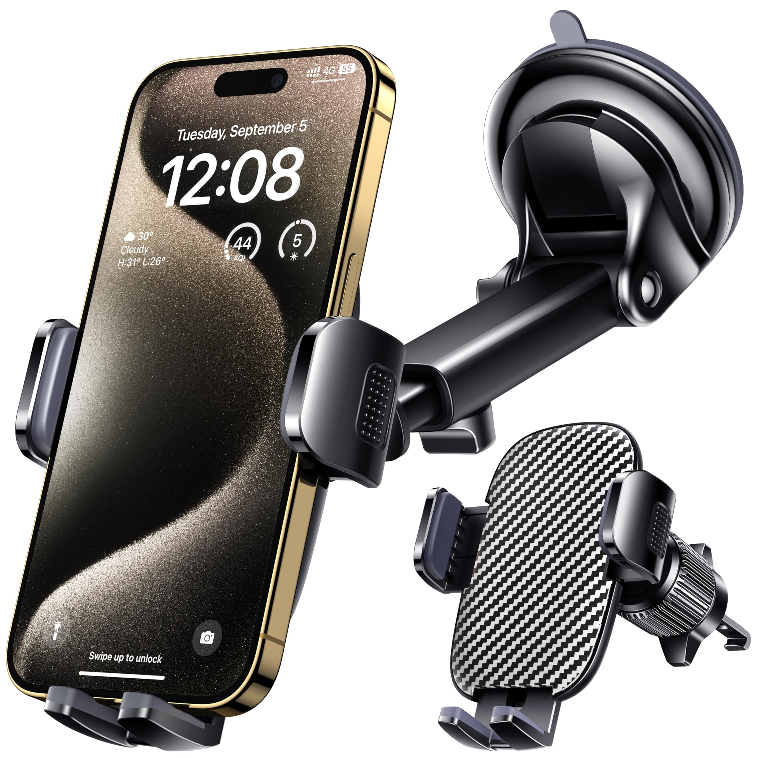 Qifutan Car Phone Holder Mount Phone Mount for Car Windshield - Product Imagery
