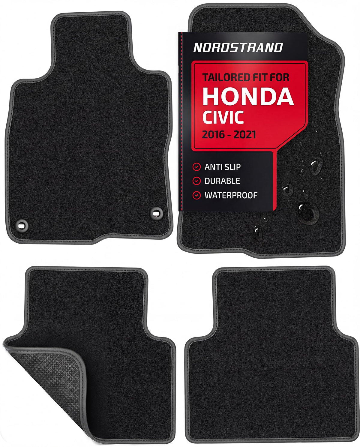 Floor Mats for Honda Civic 2016 2017 2018 2019 2020 2021 10th Gen - Product Imagery