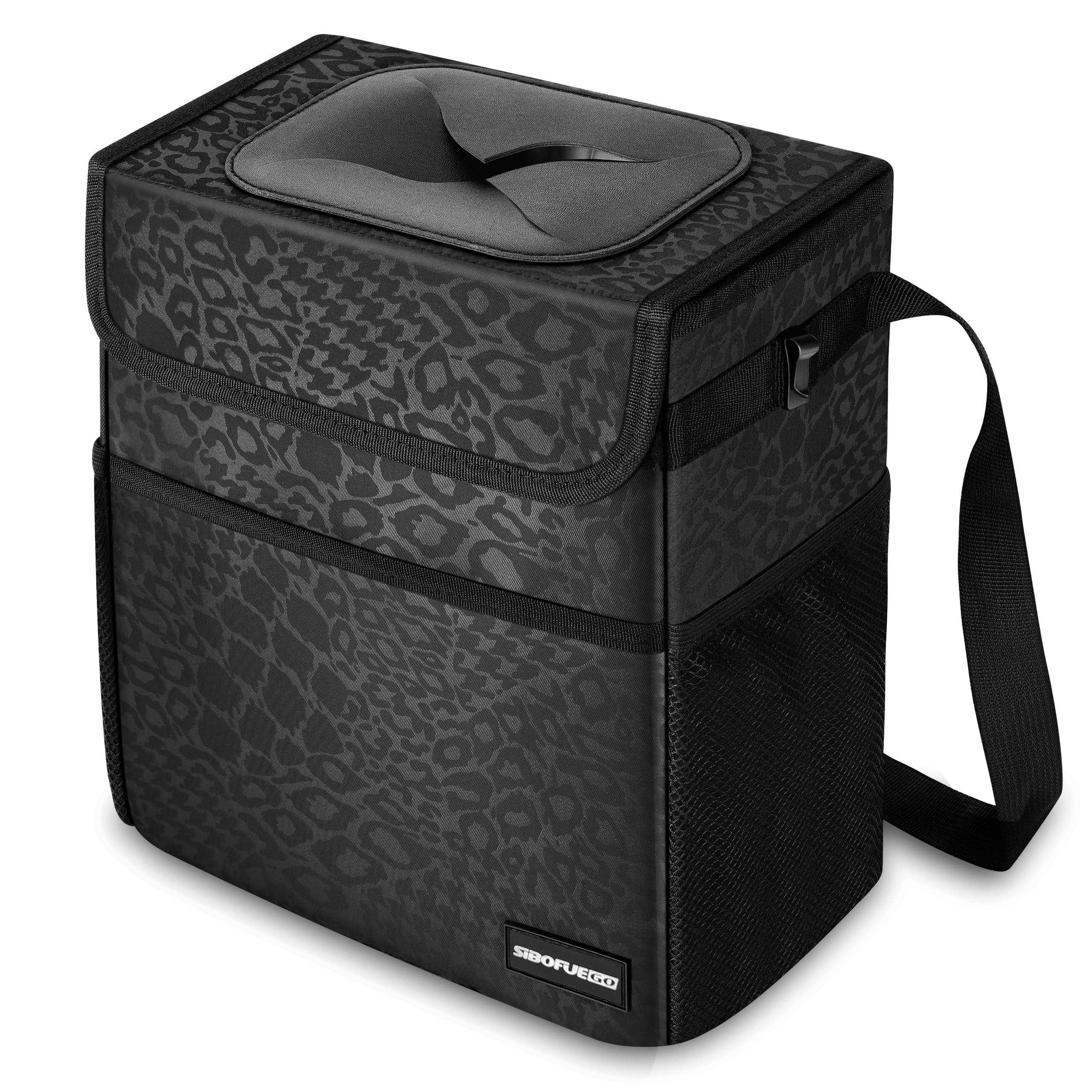 SIBOFUEGO Cute Car Trash Can with Lid, Collapsible, Leak-Proof, - Product Imagery