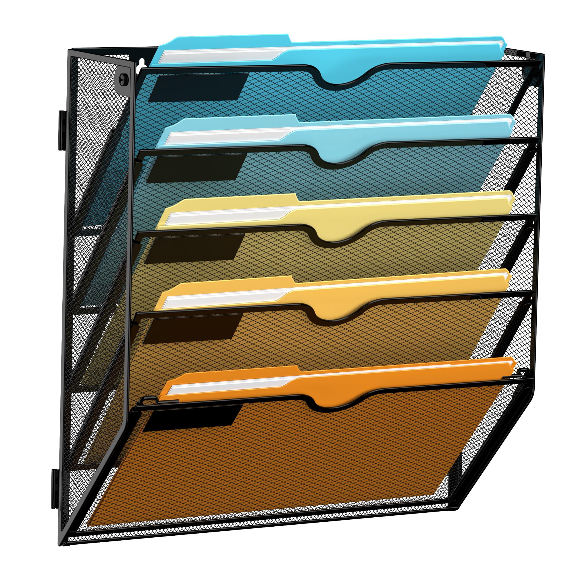 SUPEASY 5 Tier Wall File Organizer, Hanging Wall Mounted Mail - Product Imagery