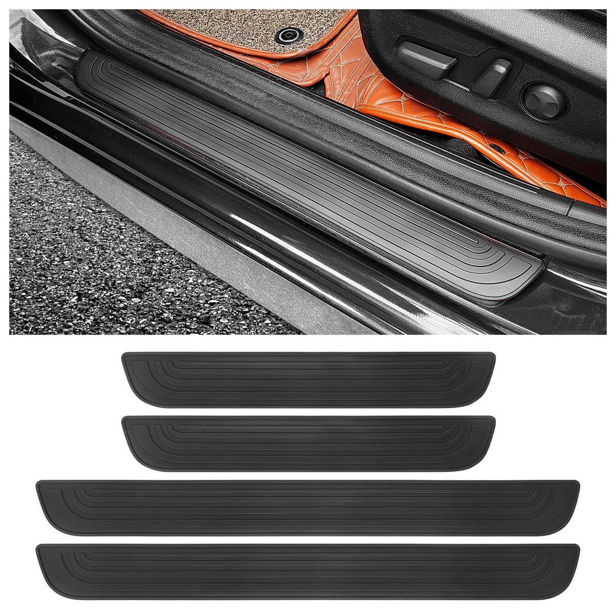 4PCS Car Door Sill Protector,Anti-Scratch Rubber Car Door - Product Imagery